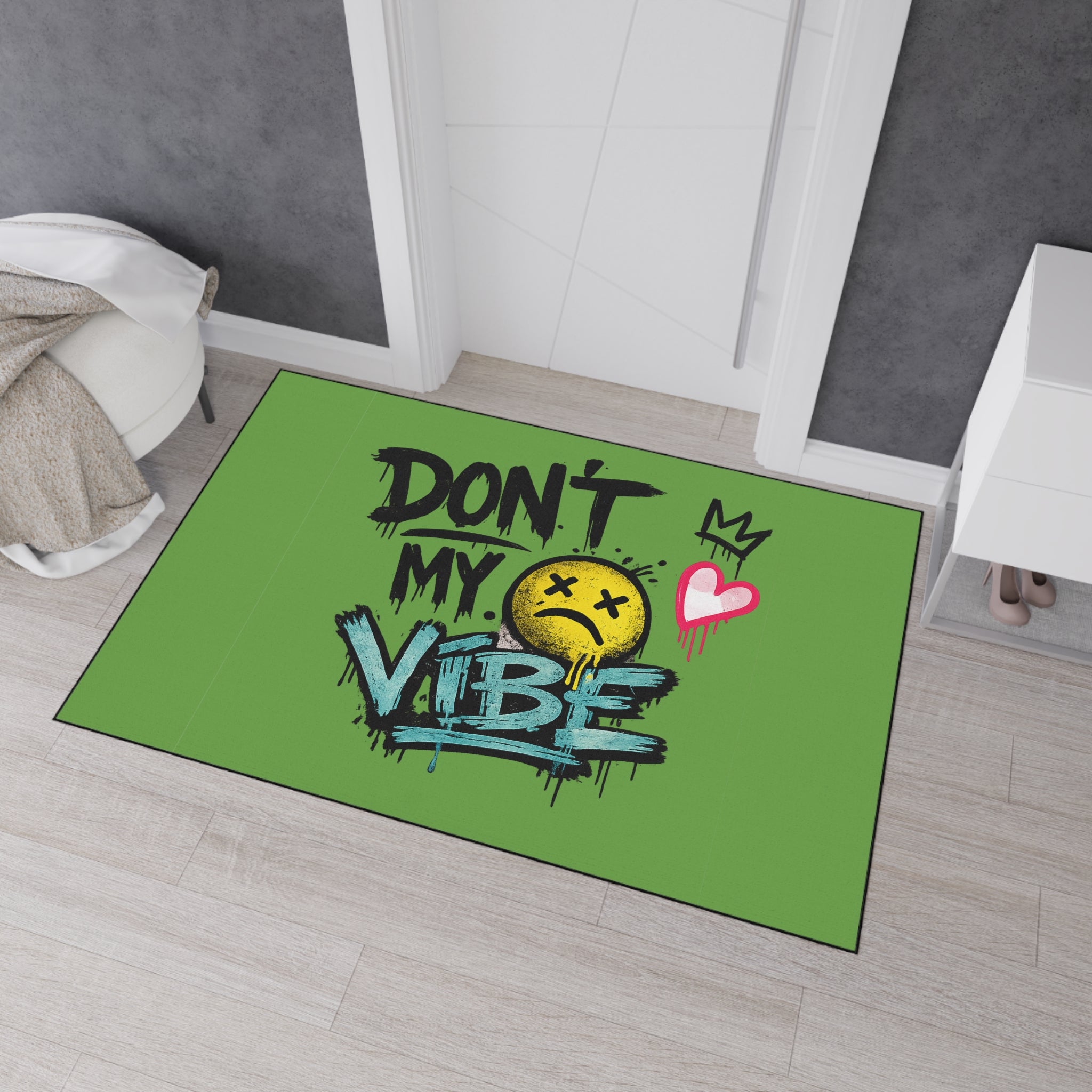 Don't My Vibe Floor Mat — Graffiti Emoticon Welcome Doormat