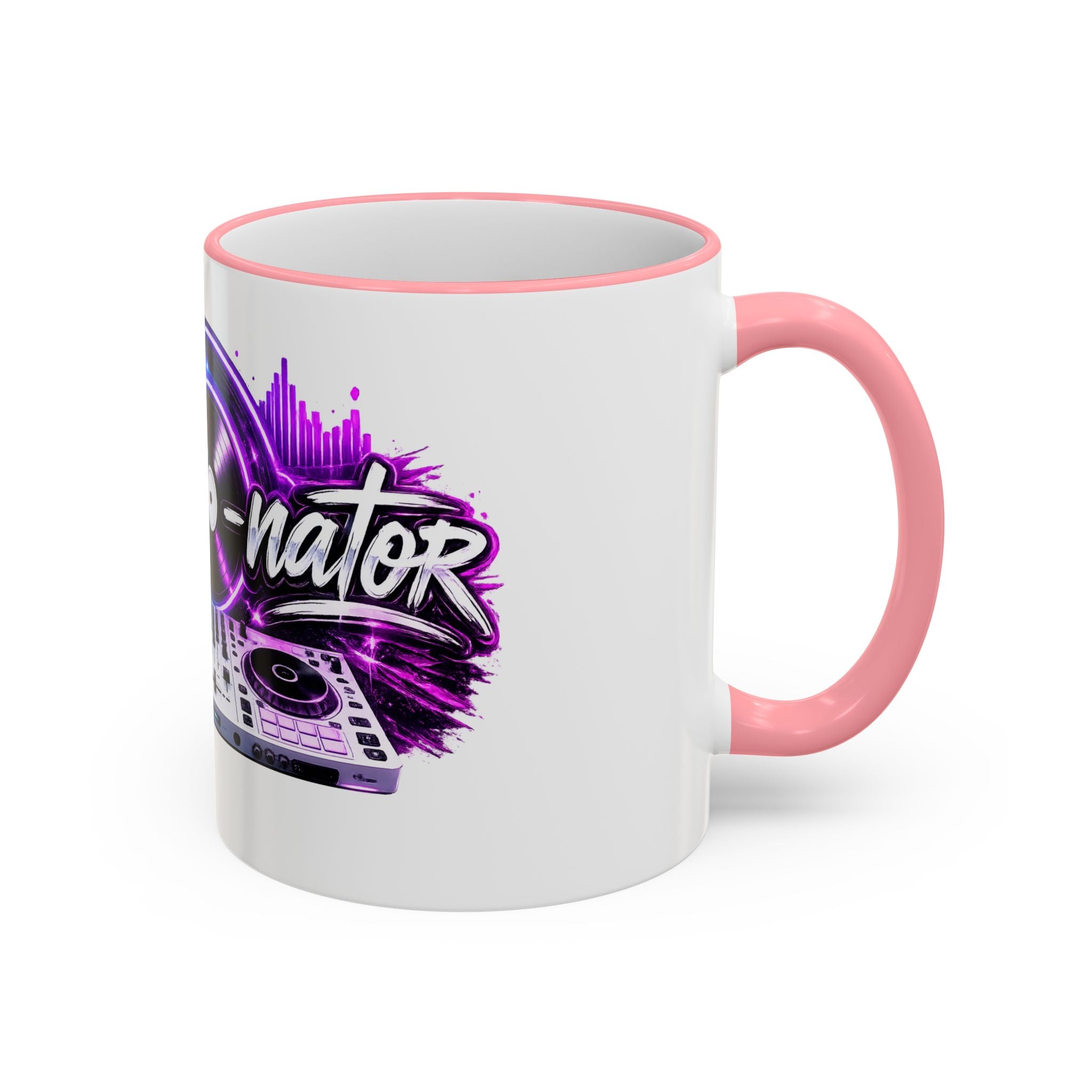 Vibe‑nator DJ Vinyl Graphic Accent Rim Mug (11oz/15oz)