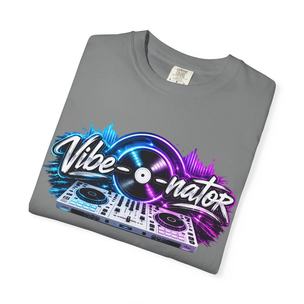 Vibe-o-nator DJ Turntable T-Shirt — Retro Neon Music Tee for DJs & Music Lovers