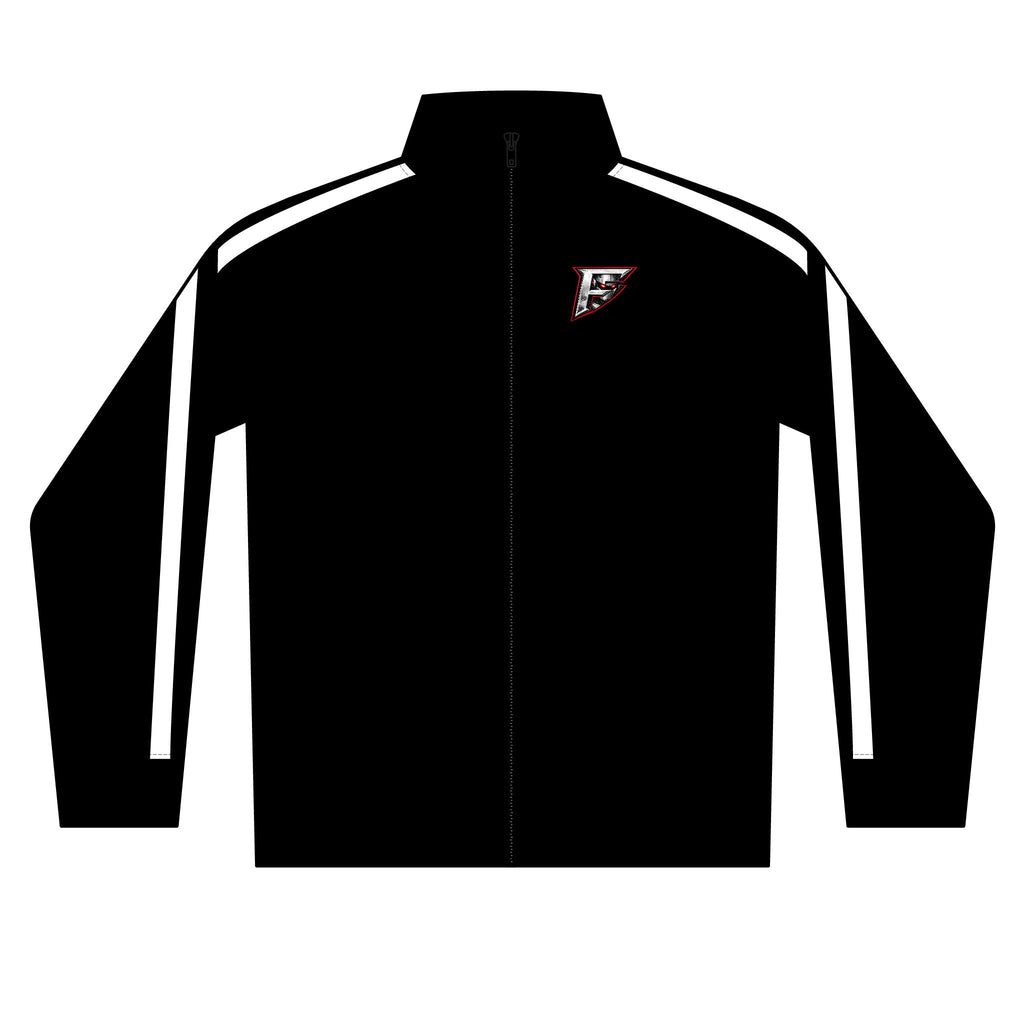 Men's Black Zip Track Jacket with Subtle Team Crest — Lightweight Athletic Warmup