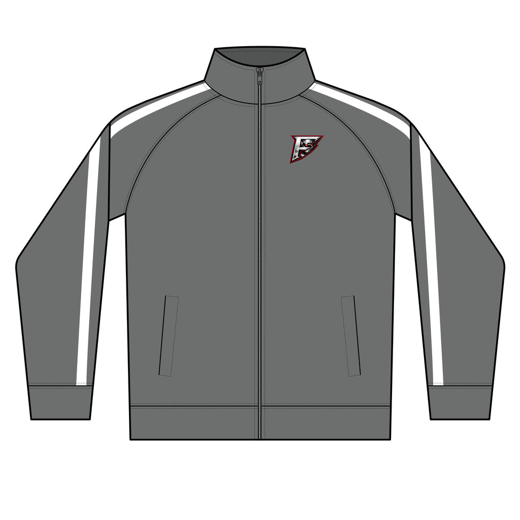 Men's Black Zip Track Jacket with Subtle Team Crest — Lightweight Athletic Warmup