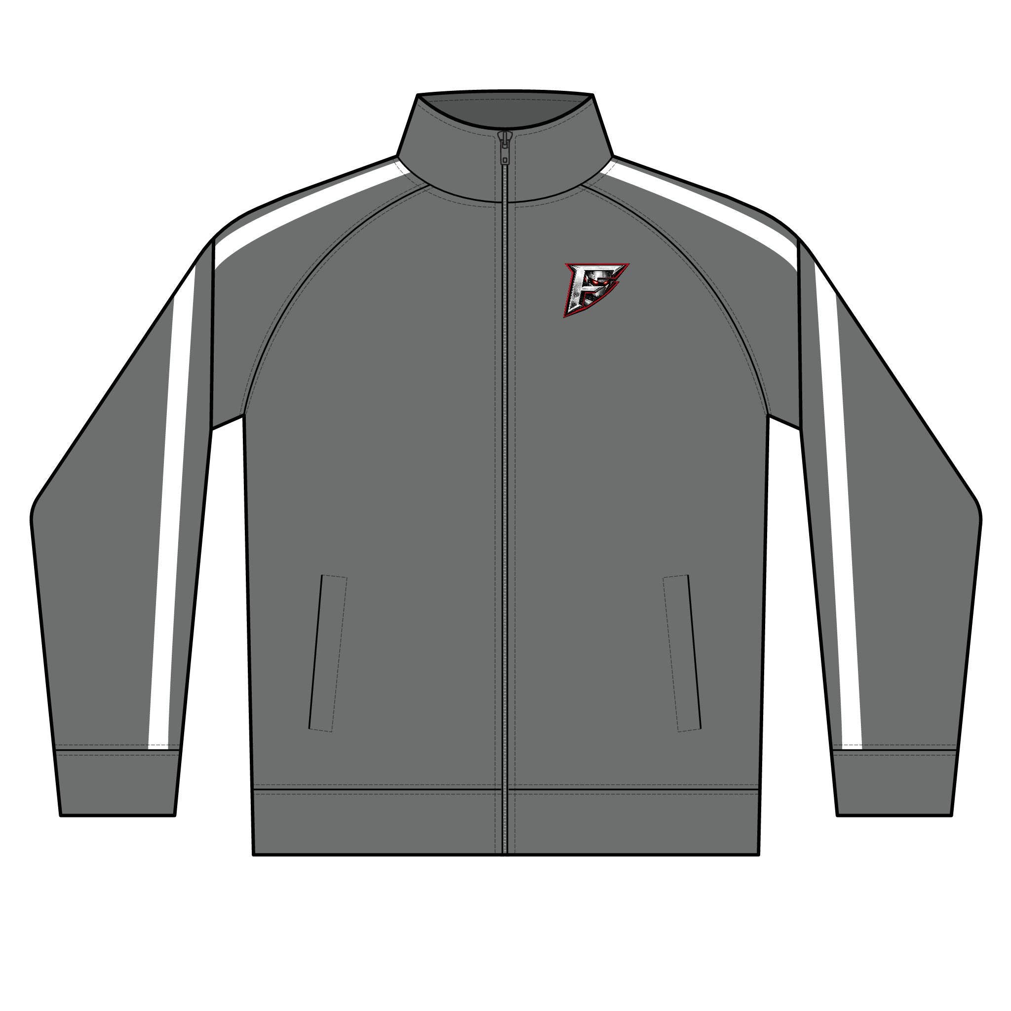 Men's Black Zip Track Jacket with Subtle Team Crest — Lightweight Athletic Warmup