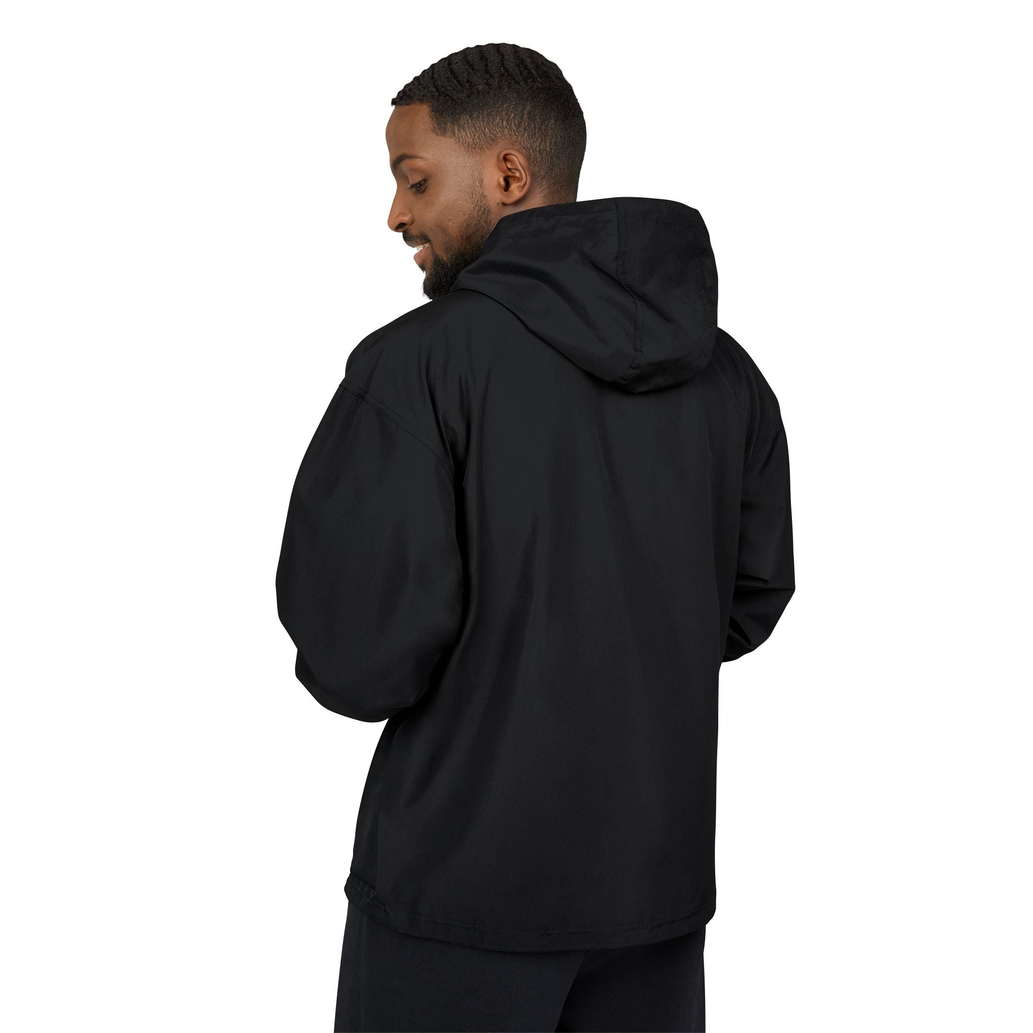 Packable Orange Anorak Jacket with Floral Skull Patch — Lightweight Windbreaker for Travel & Streetwear