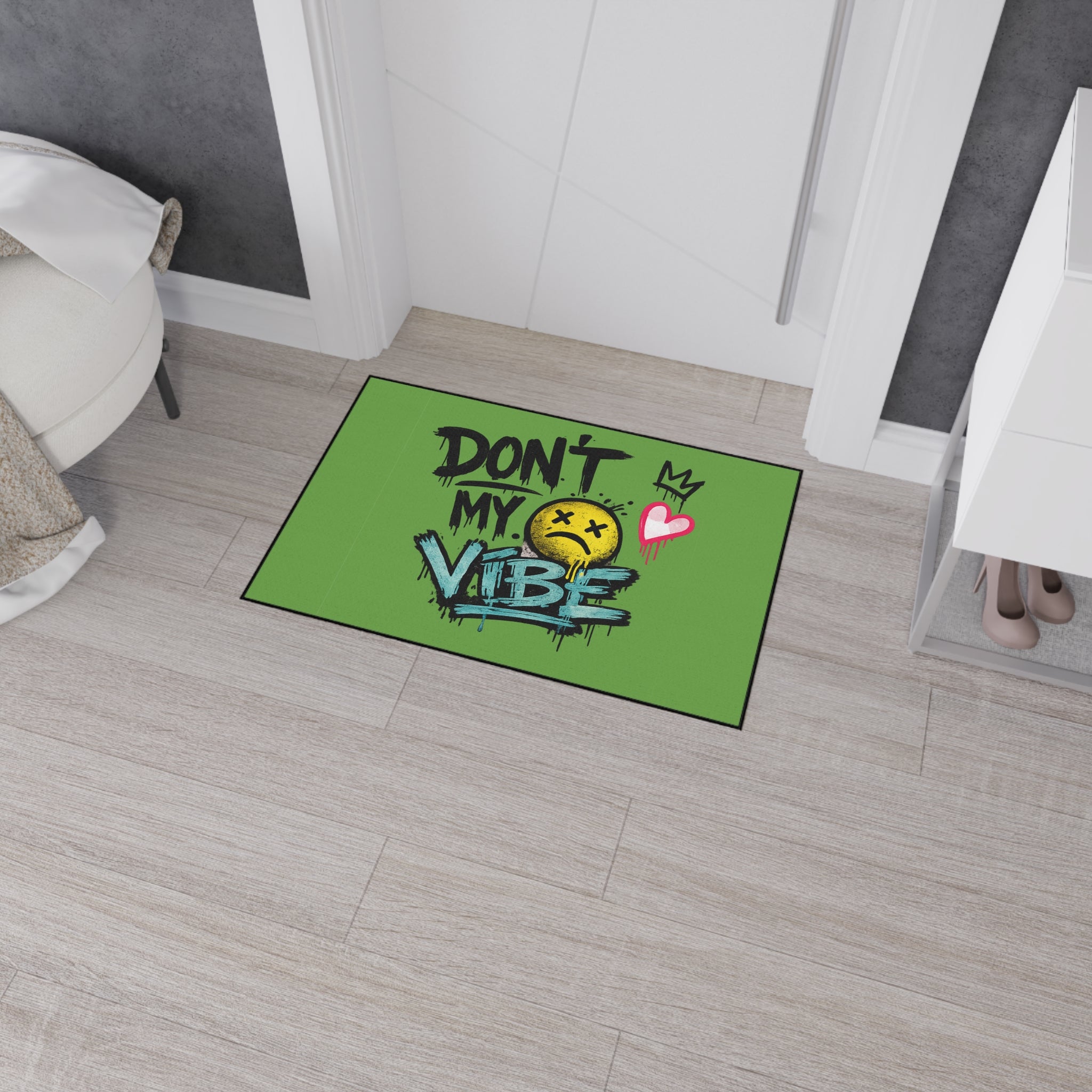 Don't My Vibe Floor Mat — Graffiti Emoticon Welcome Doormat