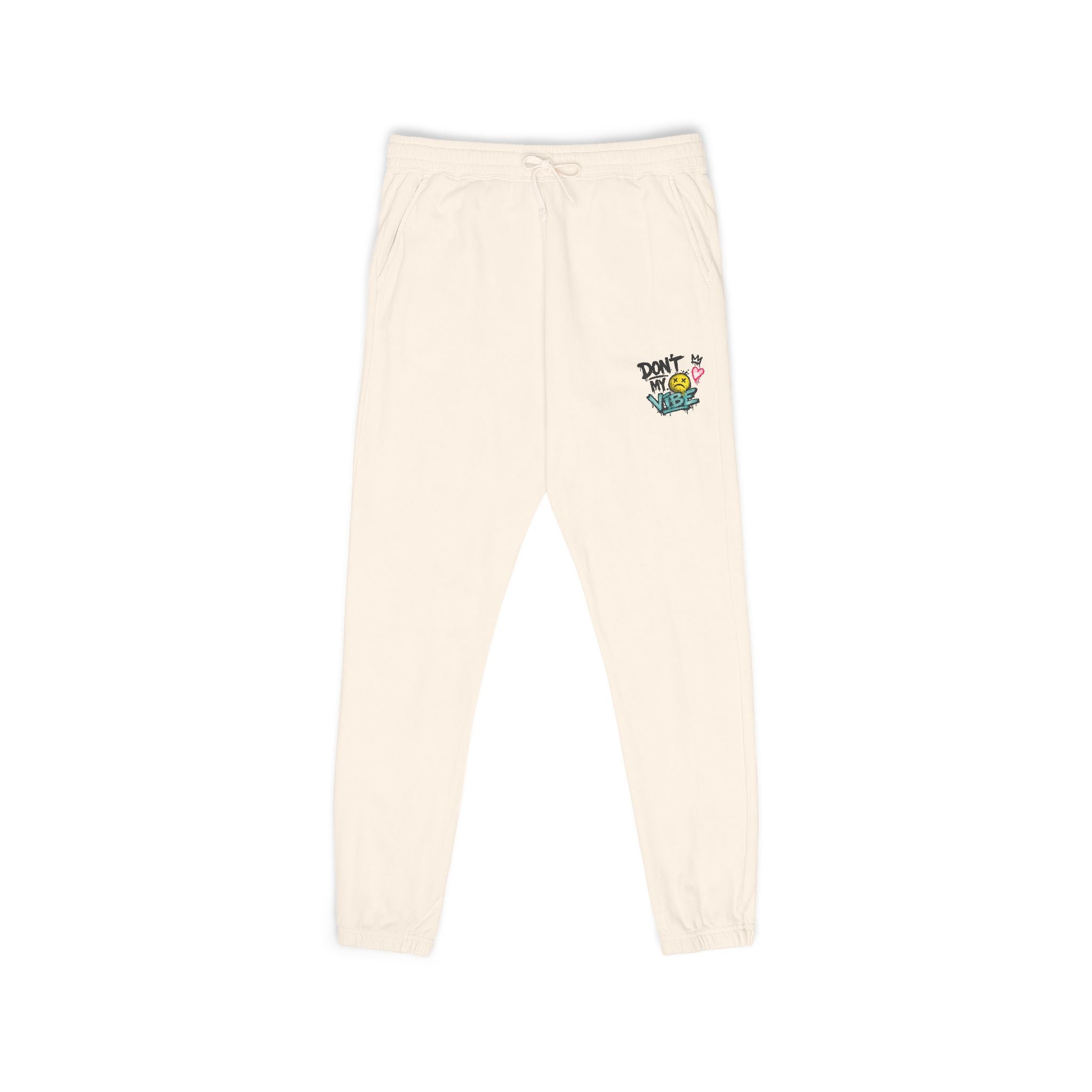 Embroidered 'Good Vibes' Cream Sweatpants — Cozy Casual Joggers