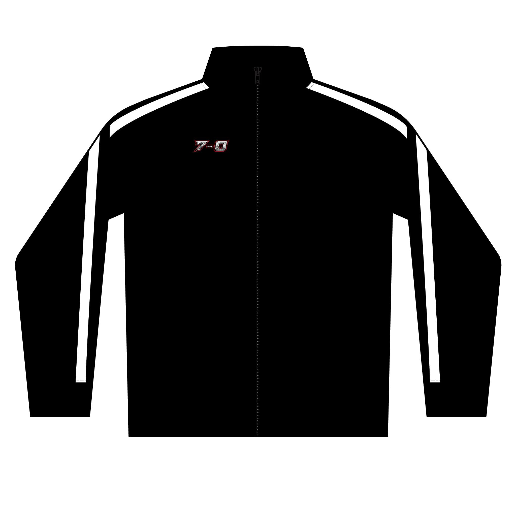 Men's Black Zip Track Jacket with Subtle Team Crest — Lightweight Athletic Warmup