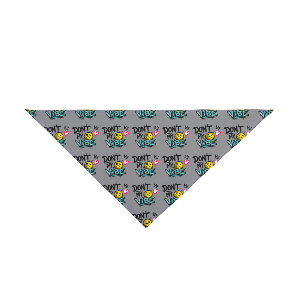 Pet Bandana - "Don't Kill My Vibe" Grey Graphic Dog Scarf