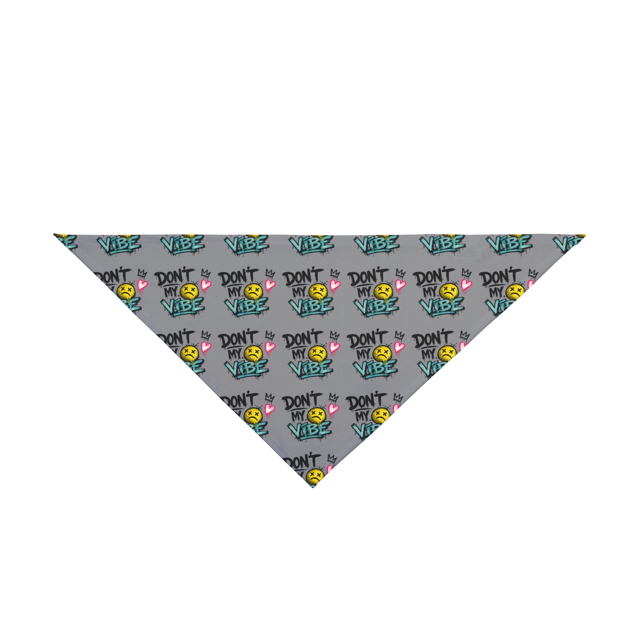 Pet Bandana - "Don't Kill My Vibe" Grey Graphic Dog Scarf