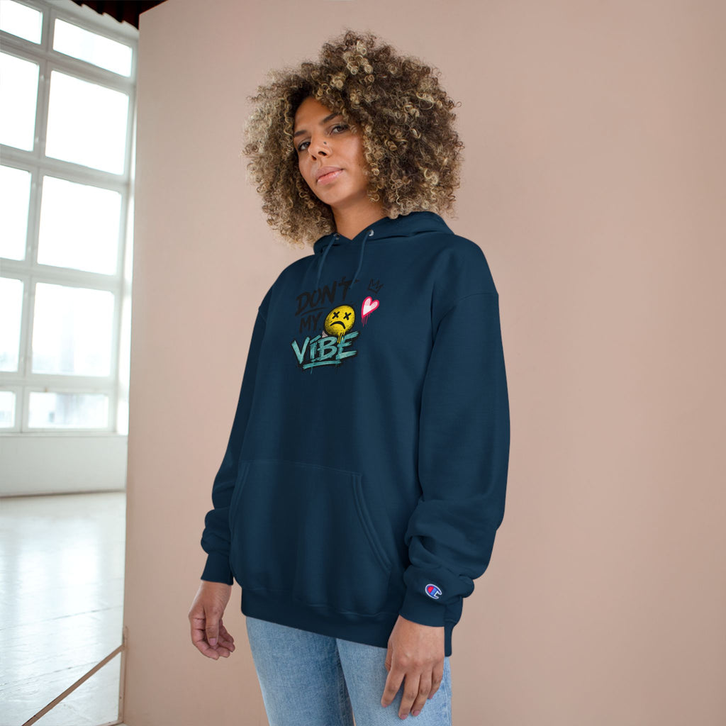 Don't My Vibe Hoodie — Graphic Streetwear Pullover with Emotive Smiley Design