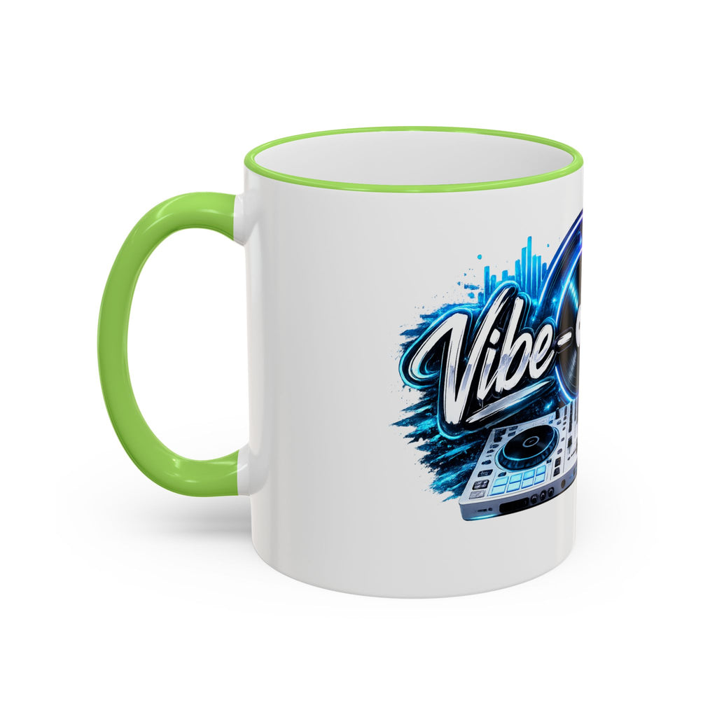 Vibe‑nator DJ Vinyl Graphic Accent Rim Mug (11oz/15oz)