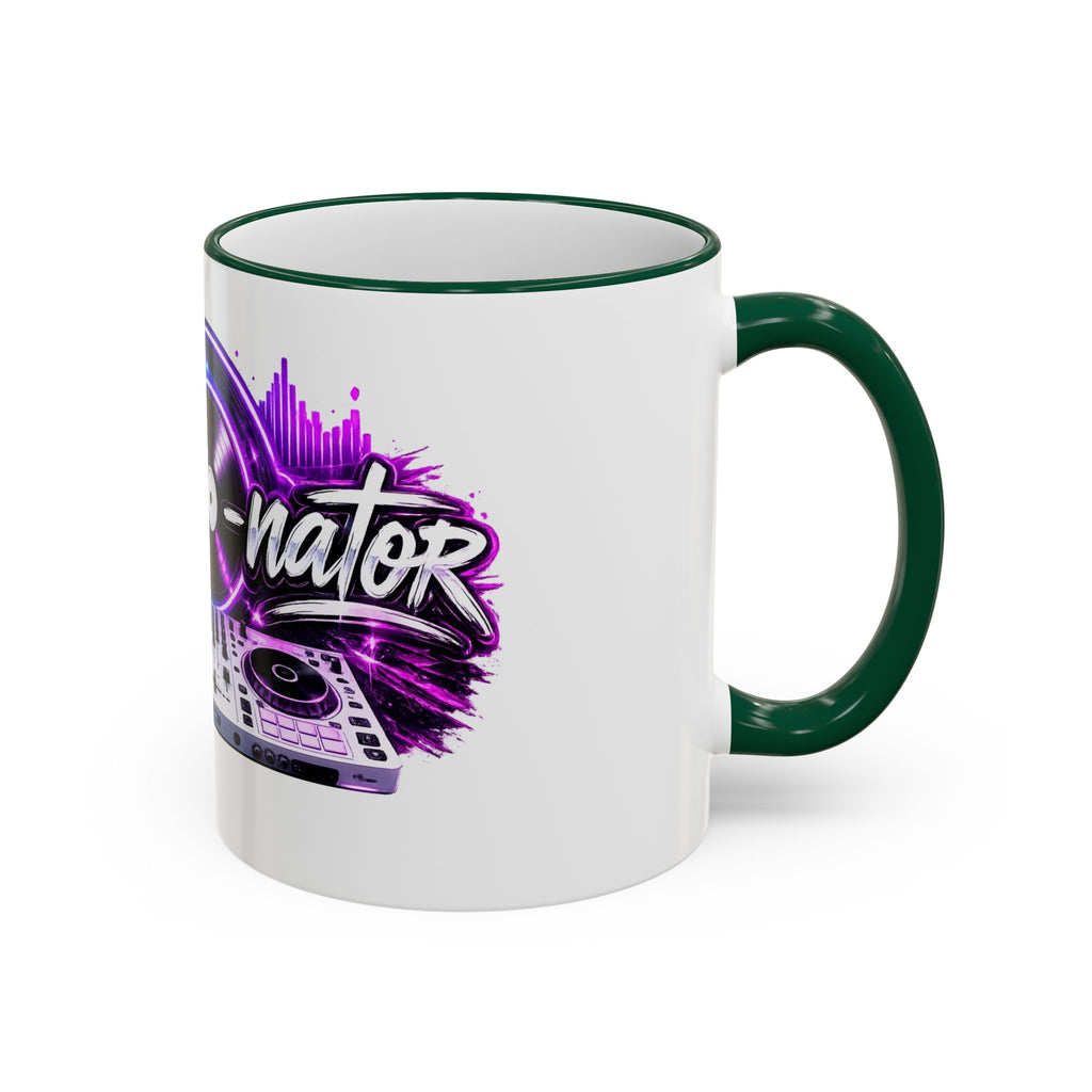 Vibe‑nator DJ Vinyl Graphic Accent Rim Mug (11oz/15oz)