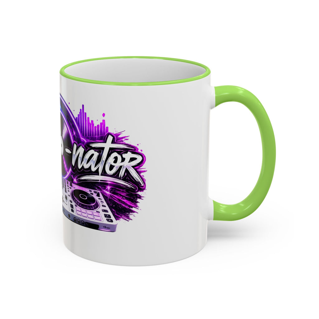 Vibe‑nator DJ Vinyl Graphic Accent Rim Mug (11oz/15oz)