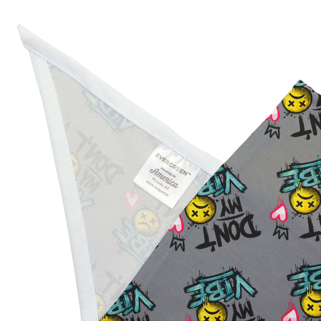 Pet Bandana - "Don't Kill My Vibe" Grey Graphic Dog Scarf