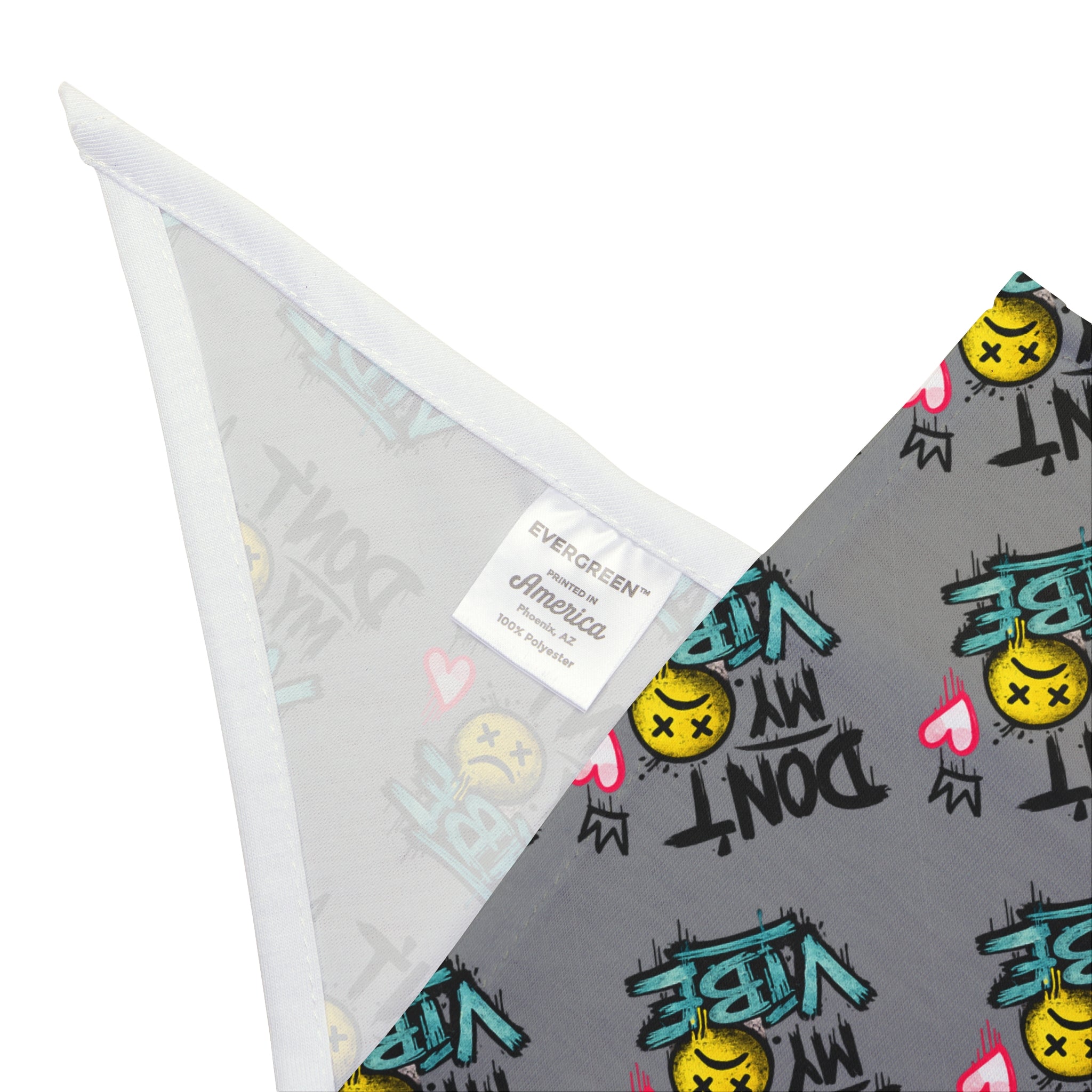 Pet Bandana - "Don't Kill My Vibe" Grey Graphic Dog Scarf