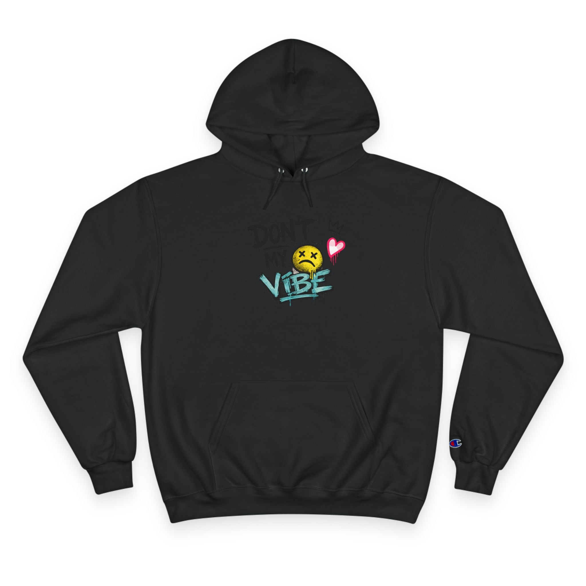 Don't My Vibe Hoodie — Graphic Streetwear Pullover with Emotive Smiley Design