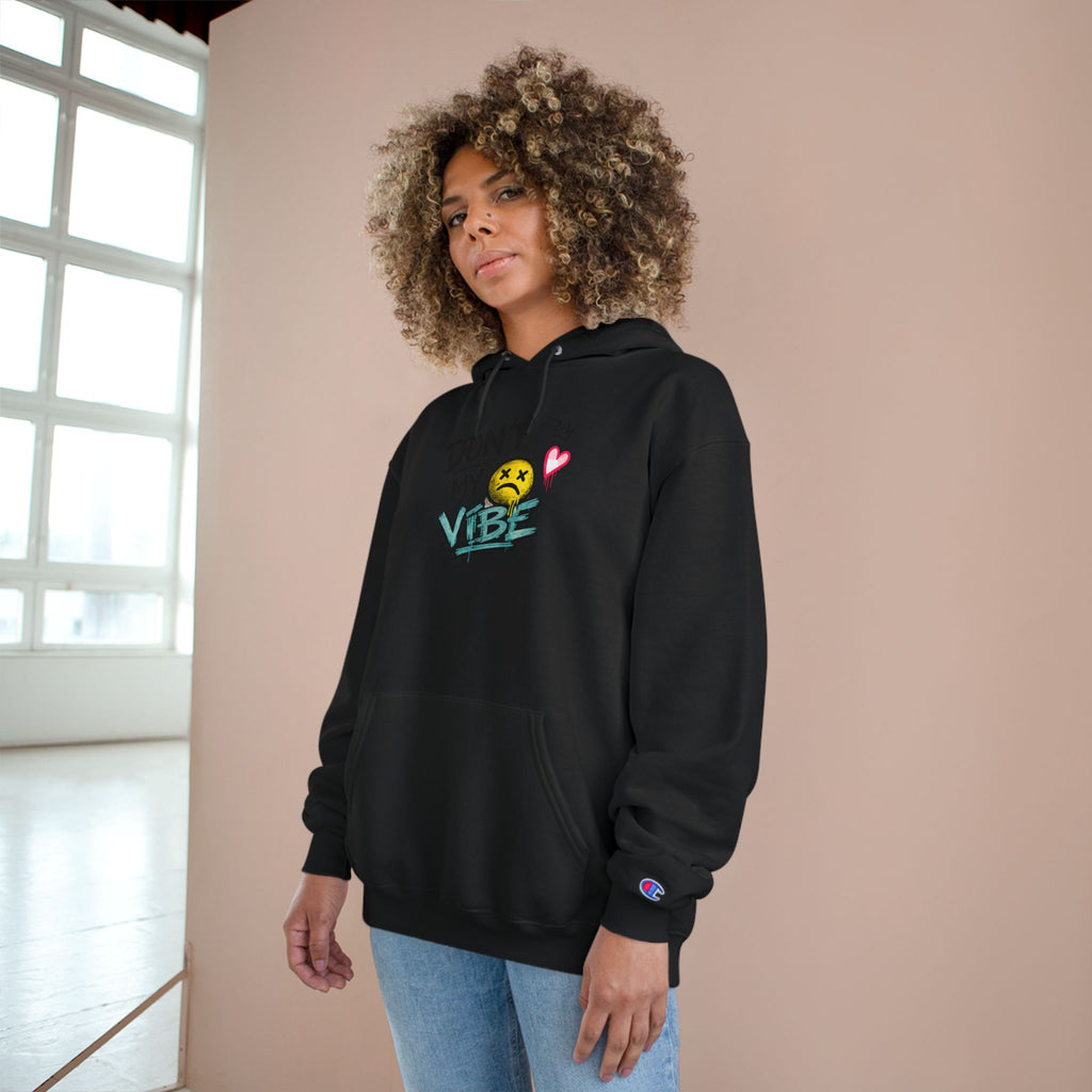 Don't My Vibe Hoodie — Graphic Streetwear Pullover with Emotive Smiley Design