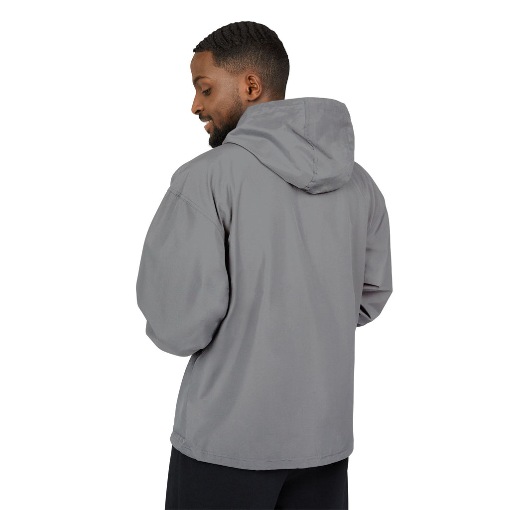 Packable Orange Anorak Jacket with Floral Skull Patch — Lightweight Windbreaker for Travel & Streetwear
