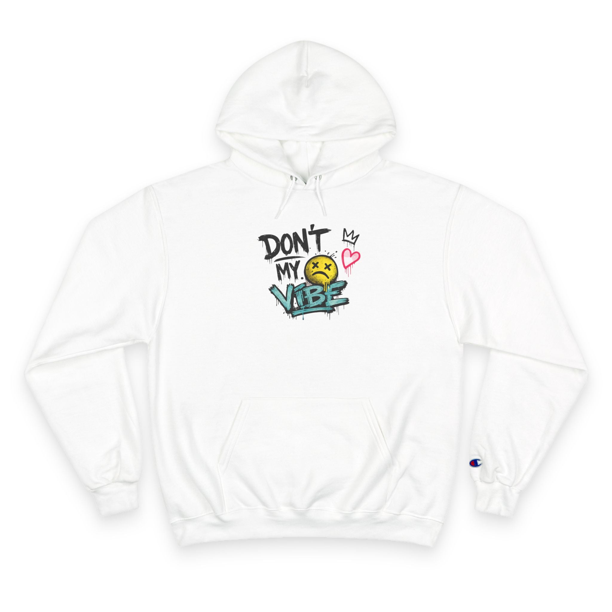Don't My Vibe Hoodie — Graphic Streetwear Pullover with Emotive Smiley Design