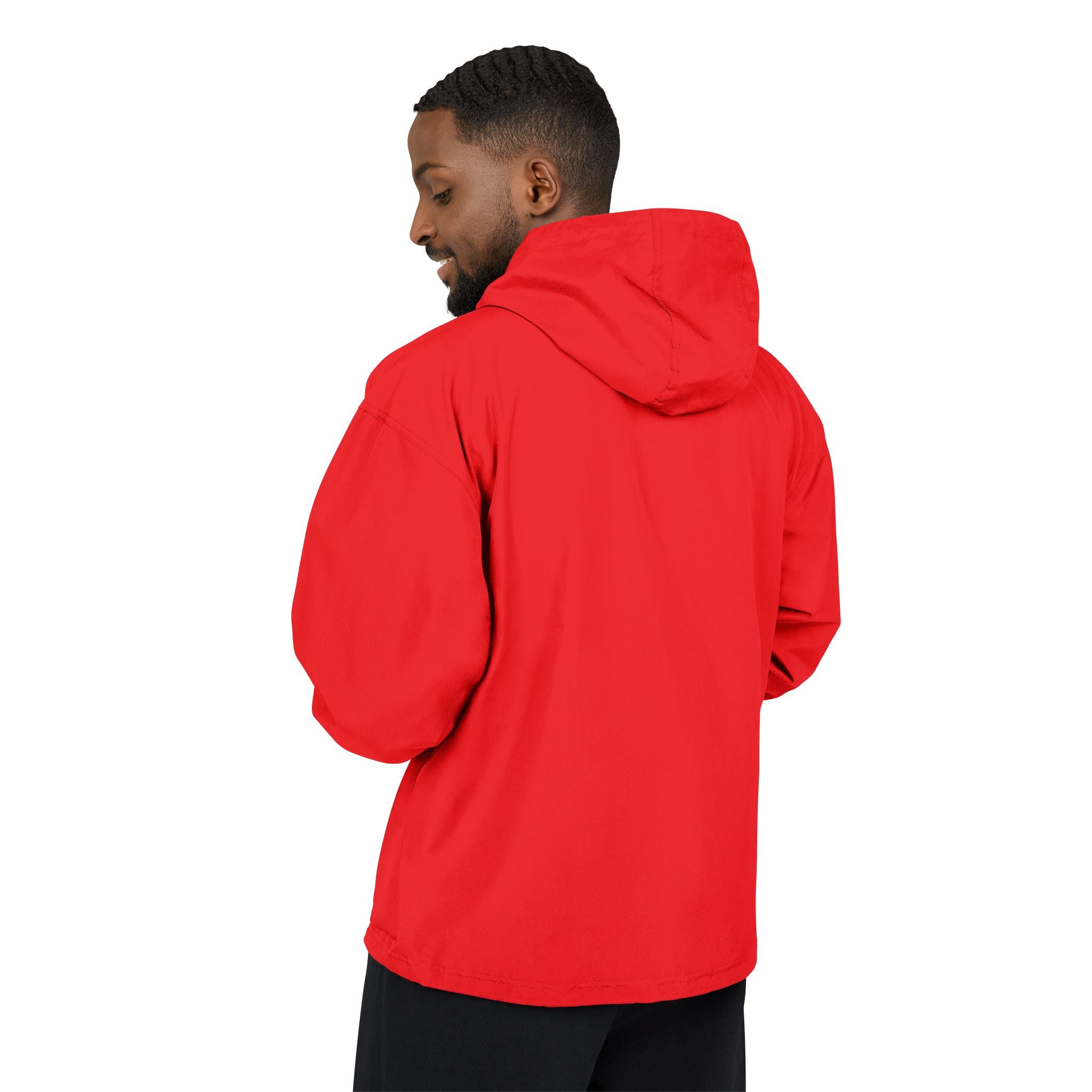 Packable Orange Anorak Jacket with Floral Skull Patch — Lightweight Windbreaker for Travel & Streetwear