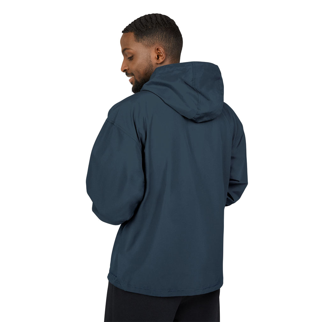 Packable Orange Anorak Jacket with Floral Skull Patch — Lightweight Windbreaker for Travel & Streetwear