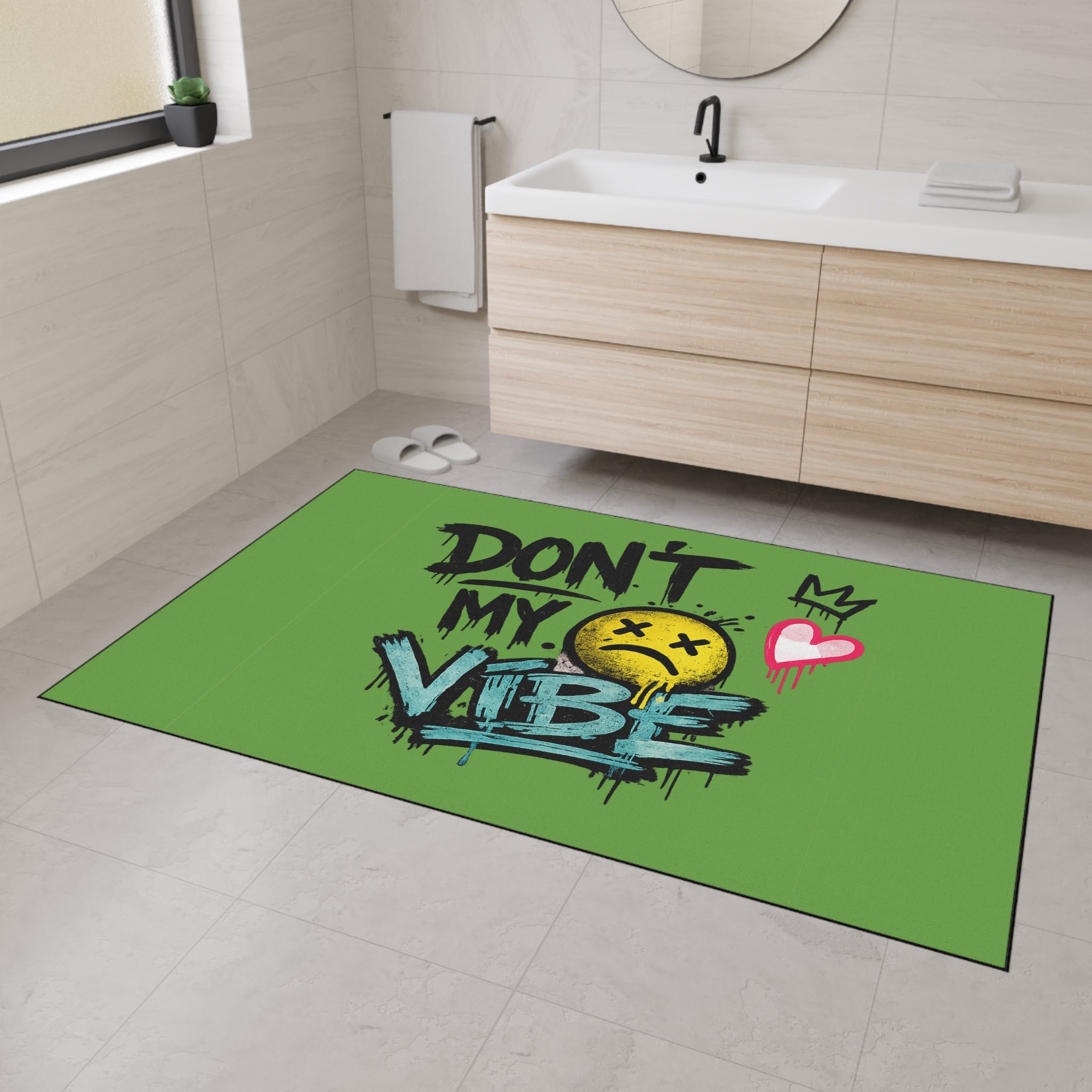 Don't My Vibe Floor Mat — Graffiti Emoticon Welcome Doormat