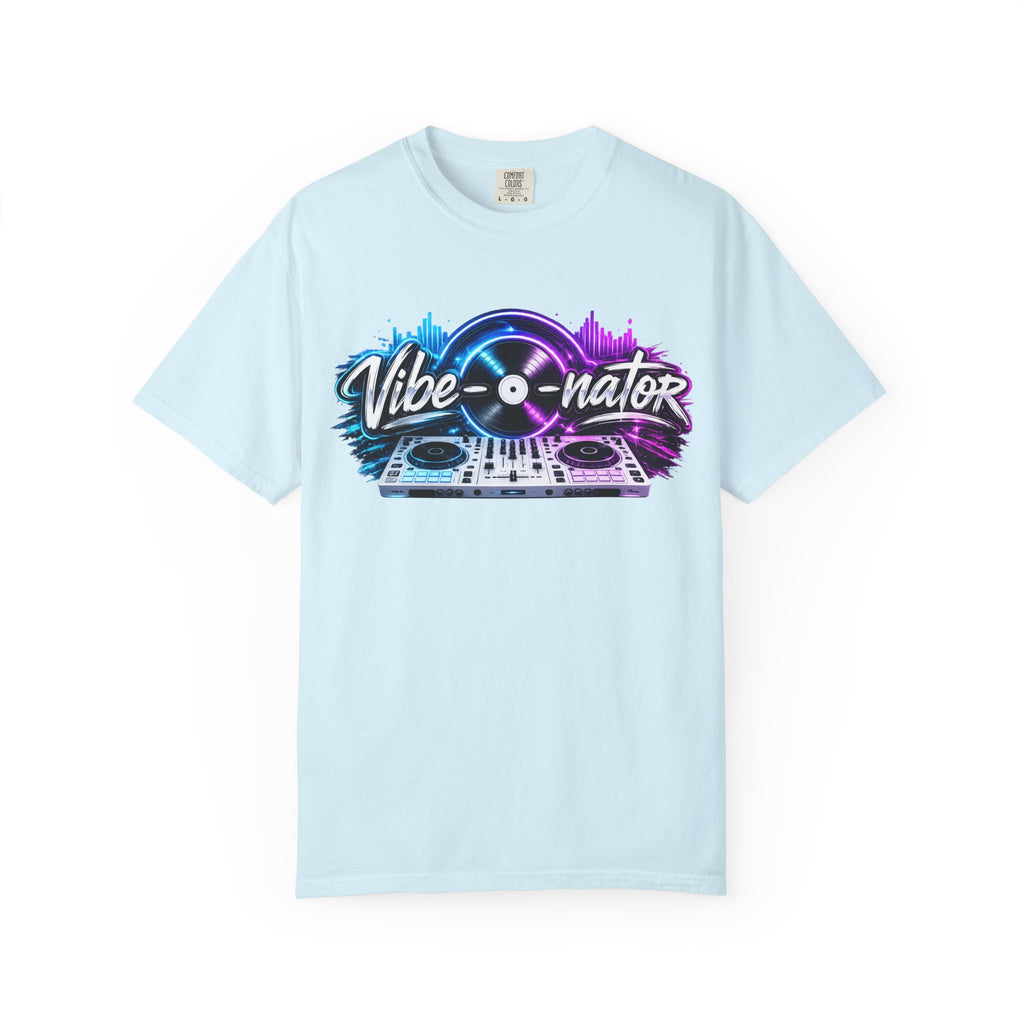 Vibe-o-nator DJ Turntable T-Shirt — Retro Neon Music Tee for DJs & Music Lovers
