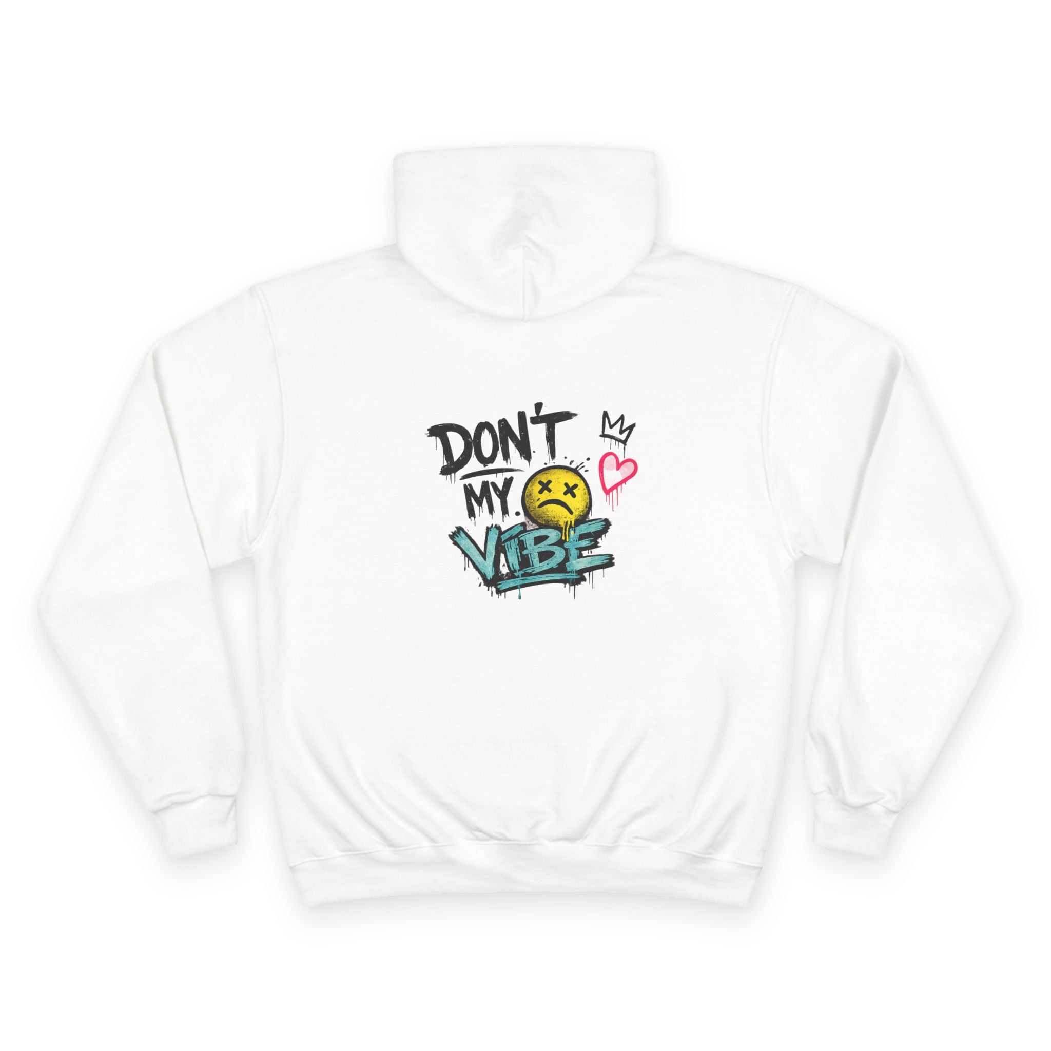 Don't My Vibe Hoodie — Graphic Streetwear Pullover with Emotive Smiley Design