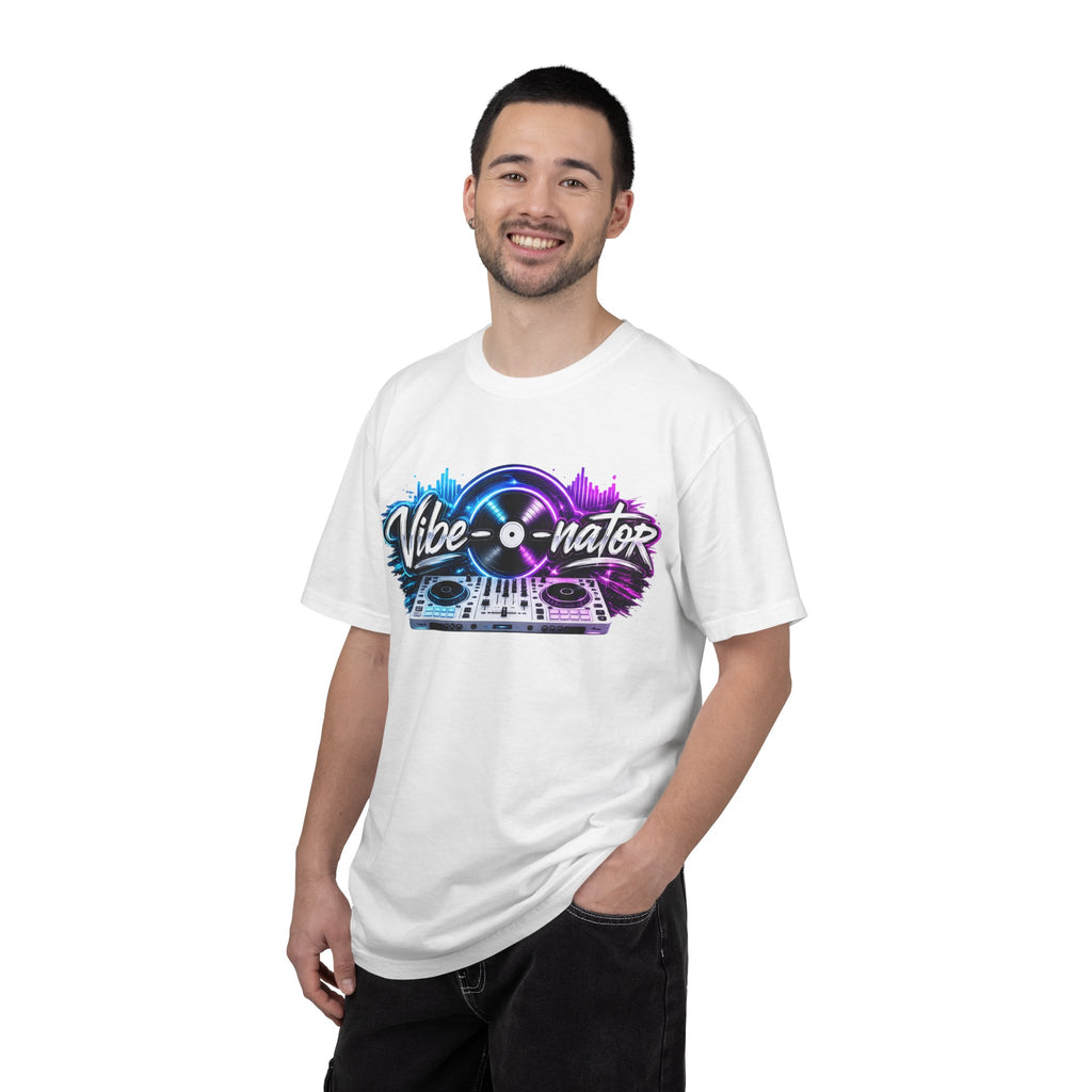 Vibe-o-nator DJ Turntable T-Shirt — Retro Neon Music Tee for DJs & Music Lovers
