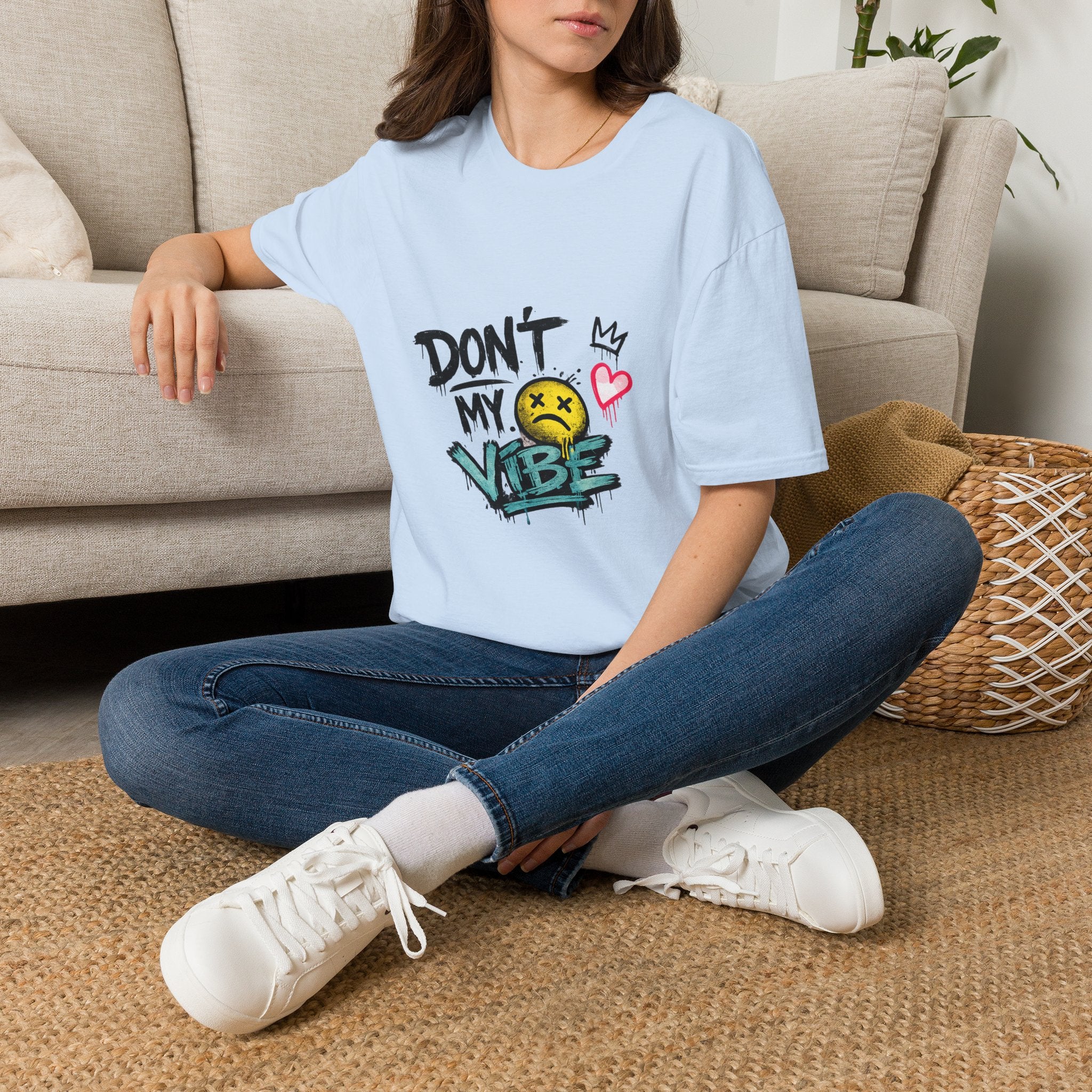 T-Shirt — Don't My Vibe Graffiti Smile Tee