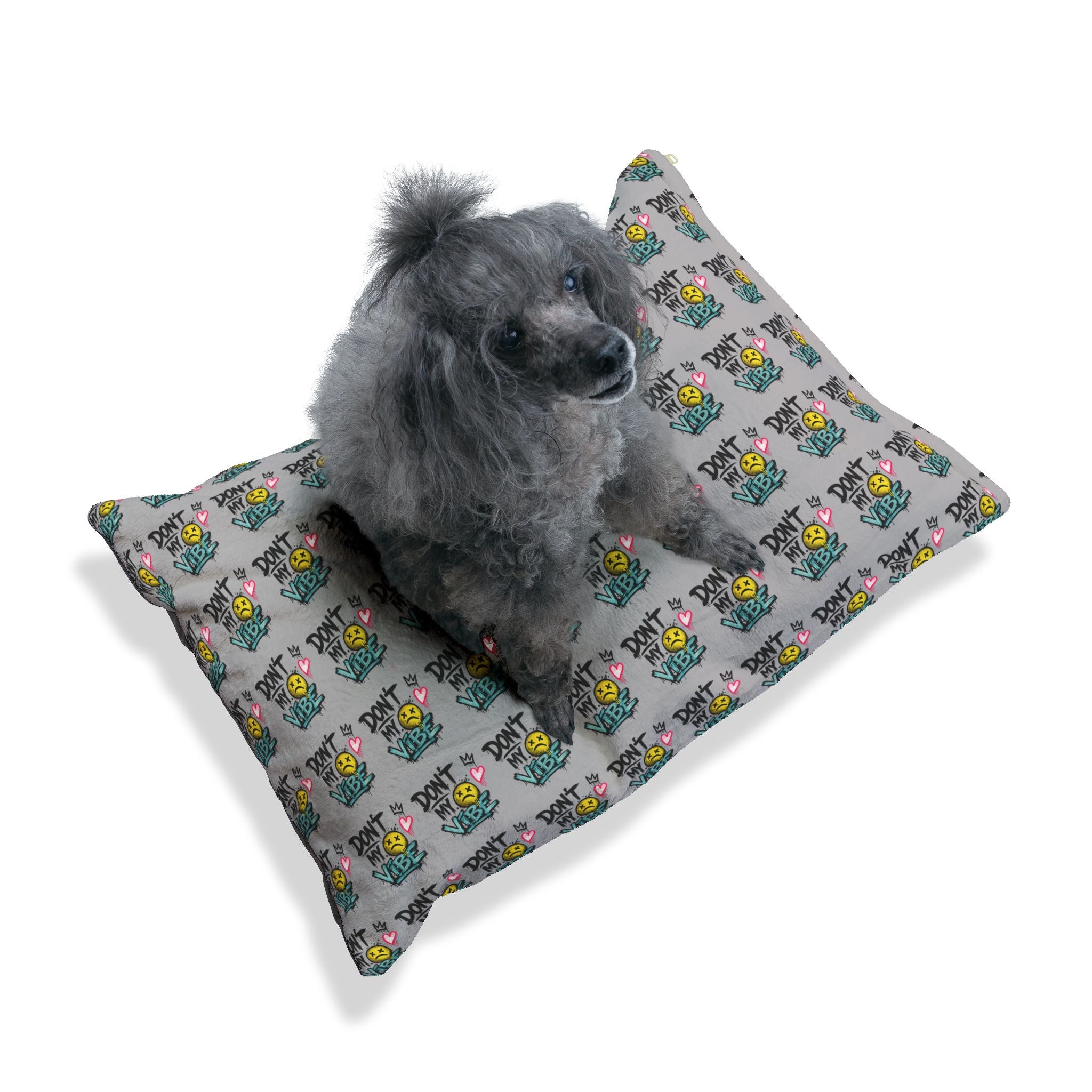 Don't Kill My Vibe Pet Bed — Graphic Cozy Dog & Cat Pillow