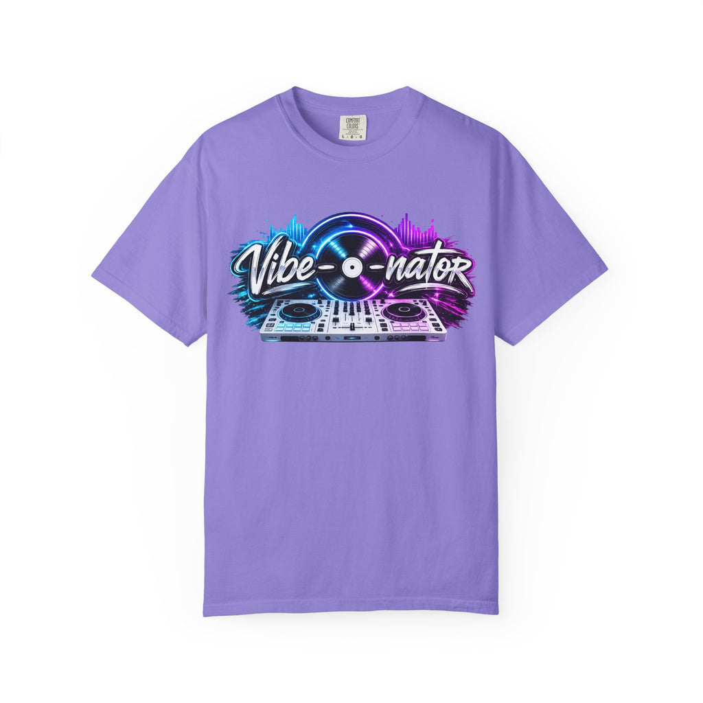 Vibe-o-nator DJ Turntable T-Shirt — Retro Neon Music Tee for DJs & Music Lovers
