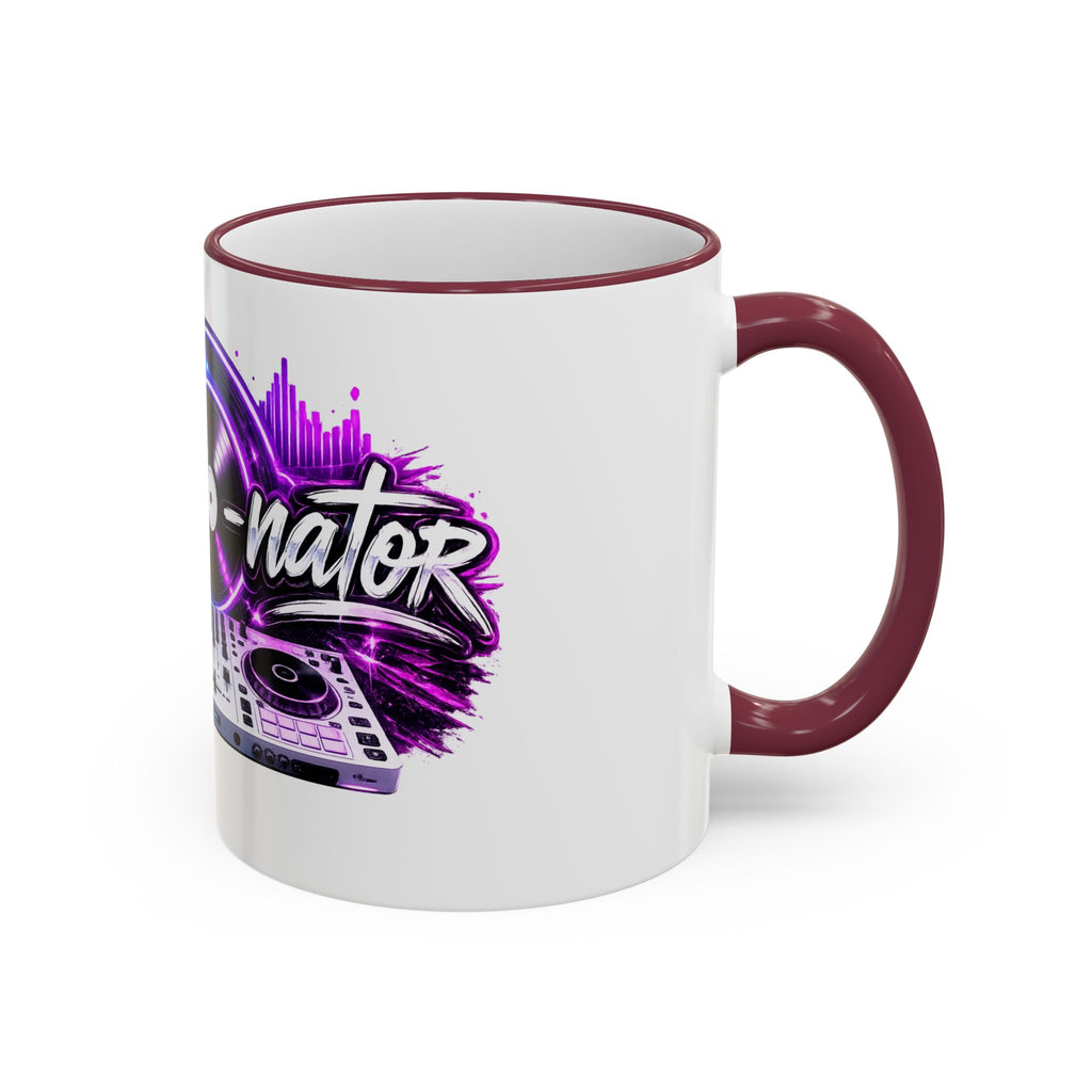 Vibe‑nator DJ Vinyl Graphic Accent Rim Mug (11oz/15oz)