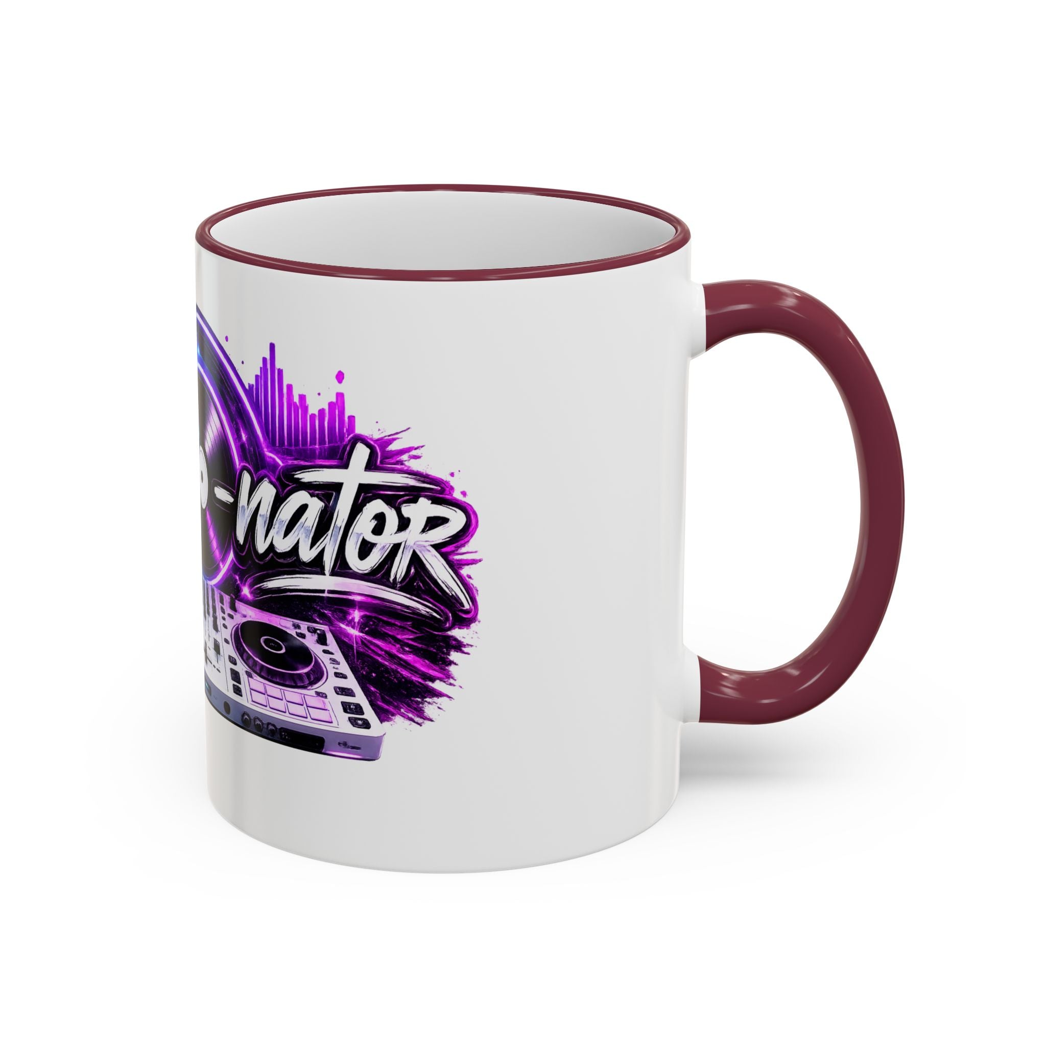 Vibe‑nator DJ Vinyl Graphic Accent Rim Mug (11oz/15oz)
