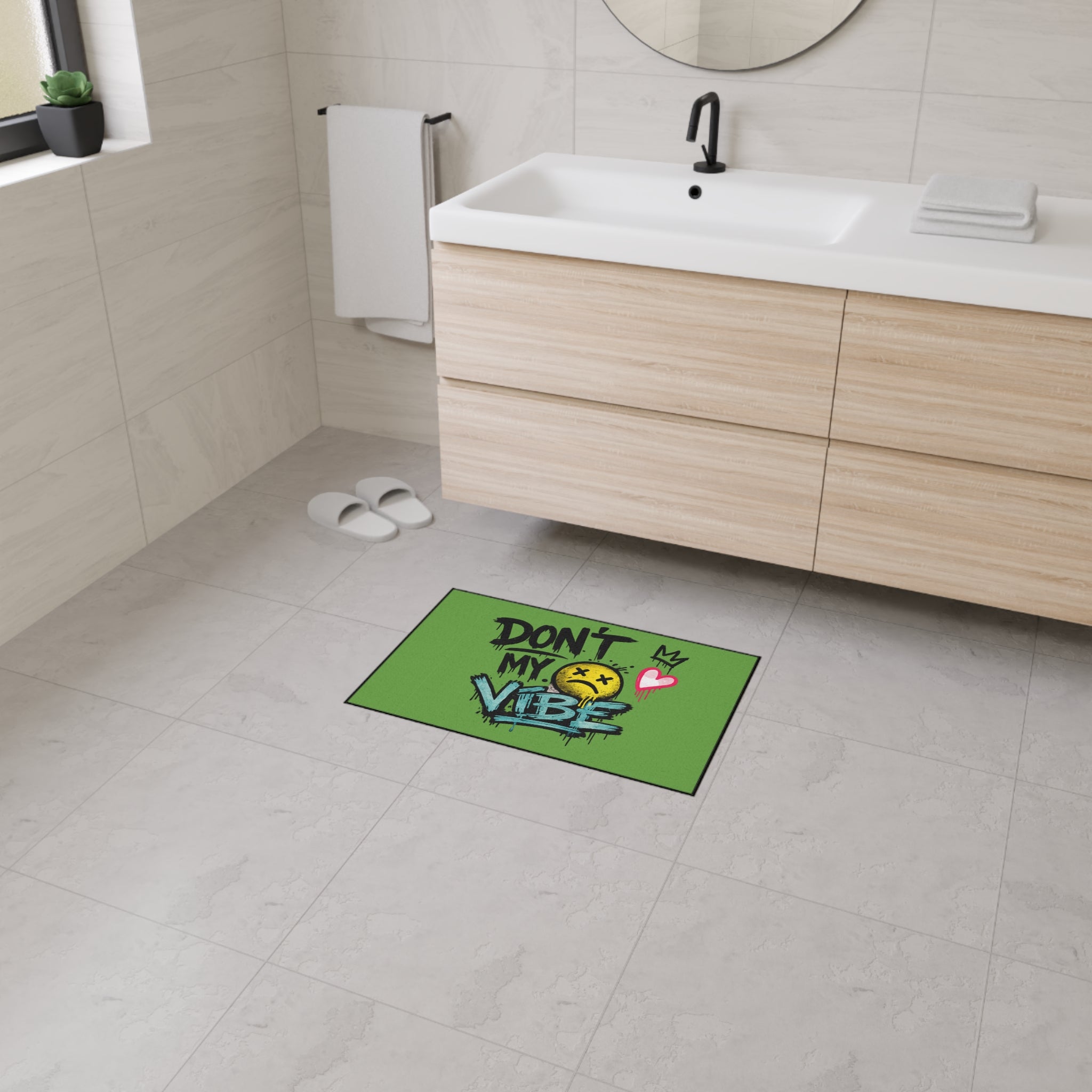 Don't My Vibe Floor Mat — Graffiti Emoticon Welcome Doormat