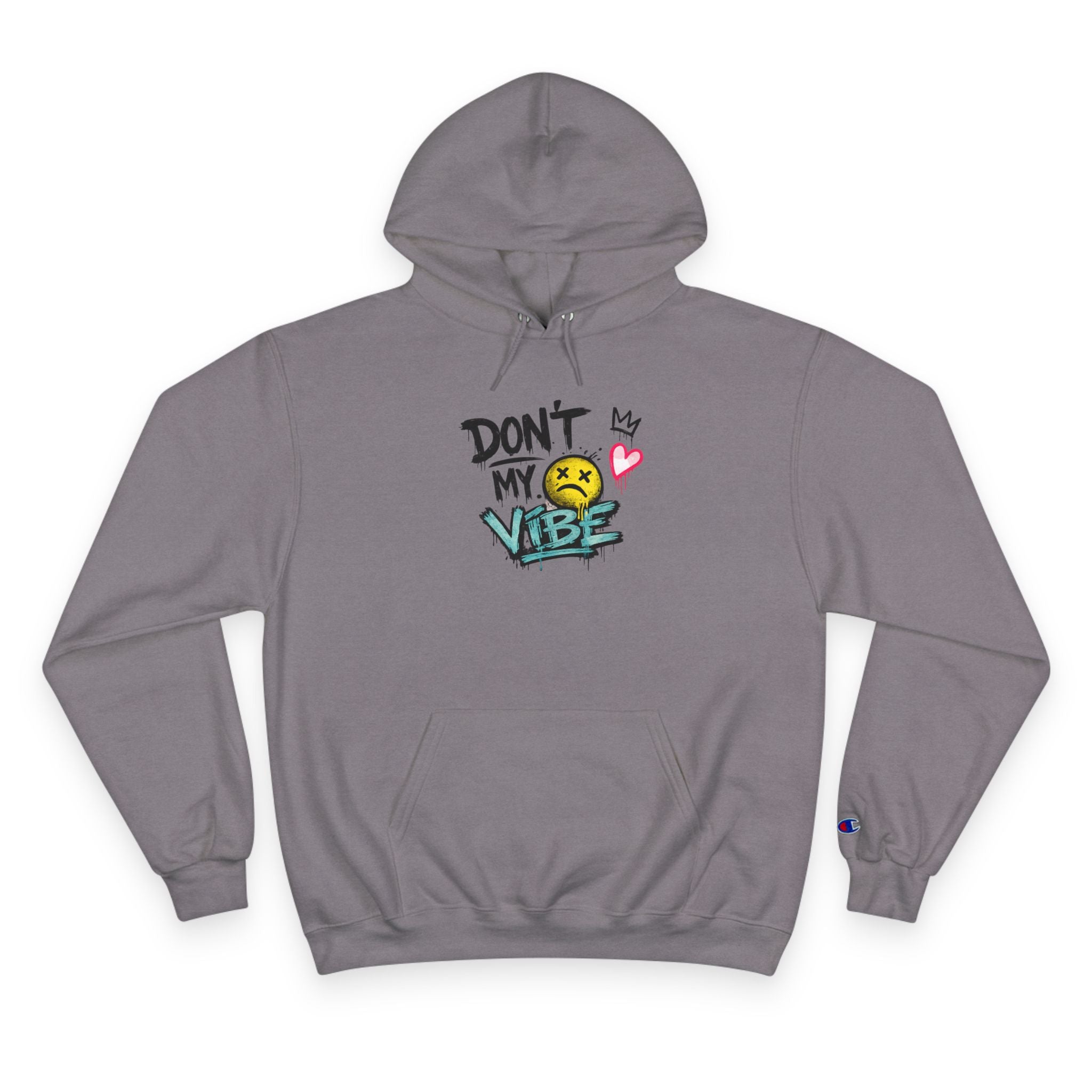 Don't My Vibe Hoodie — Graphic Streetwear Pullover with Emotive Smiley Design
