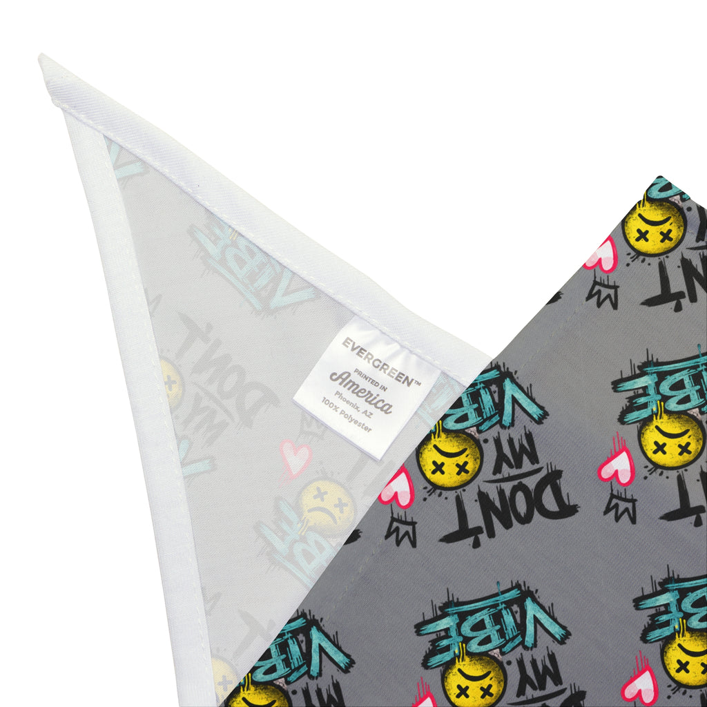 Pet Bandana - "Don't Kill My Vibe" Grey Graphic Dog Scarf