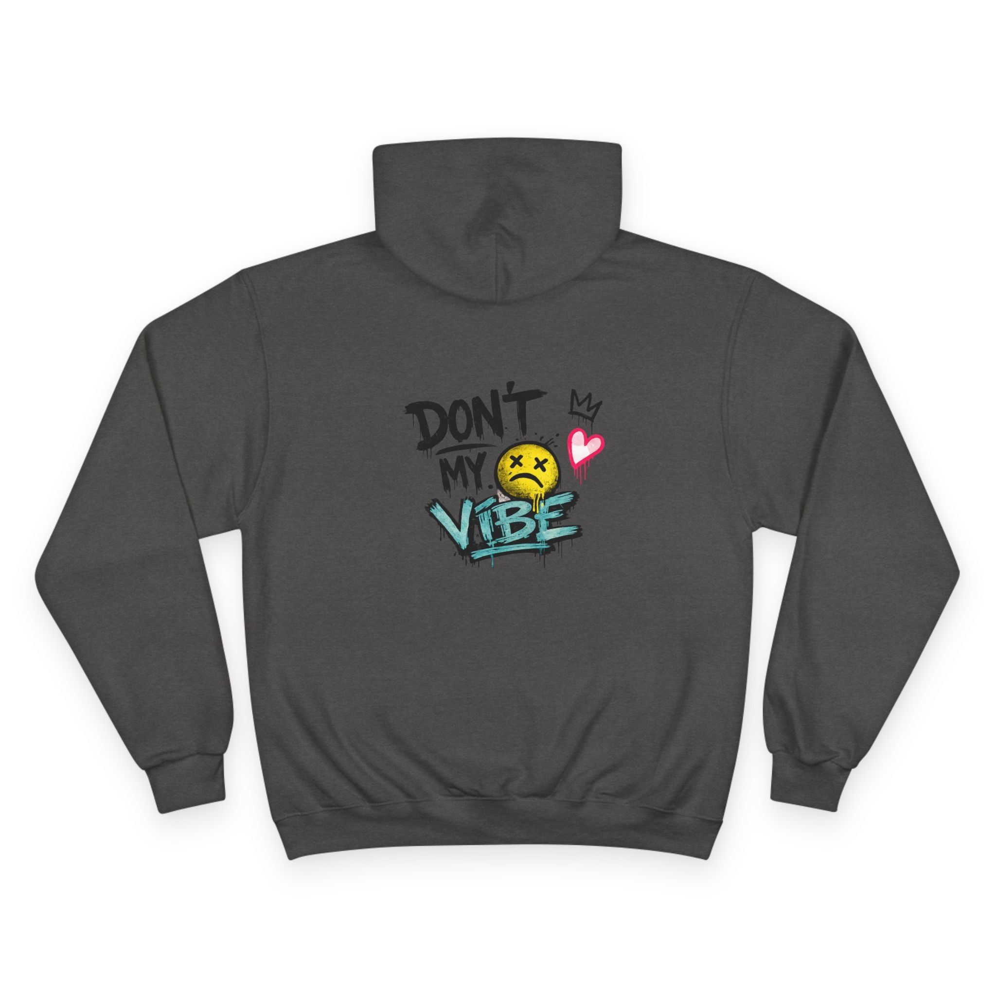 Don't My Vibe Hoodie — Graphic Streetwear Pullover with Emotive Smiley Design