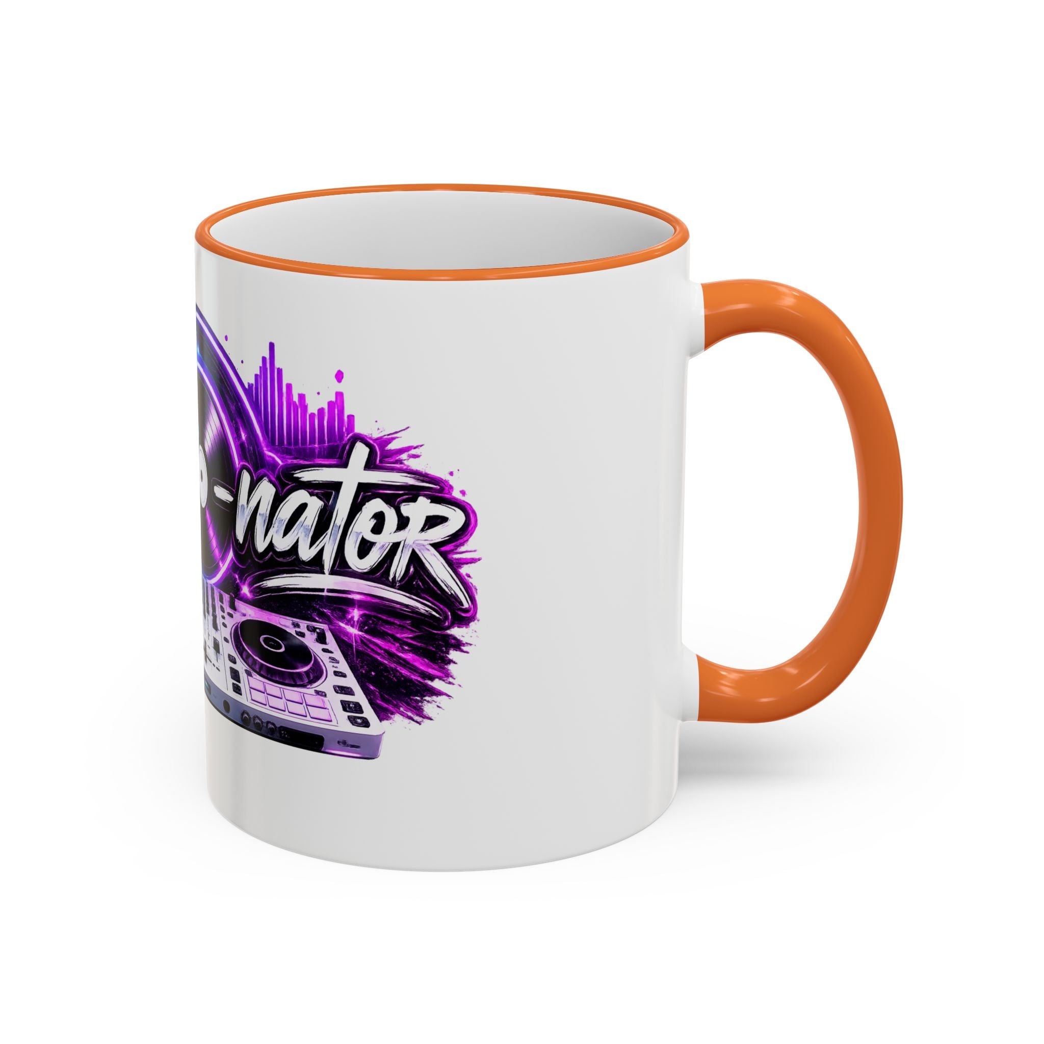 Vibe‑nator DJ Vinyl Graphic Accent Rim Mug (11oz/15oz)