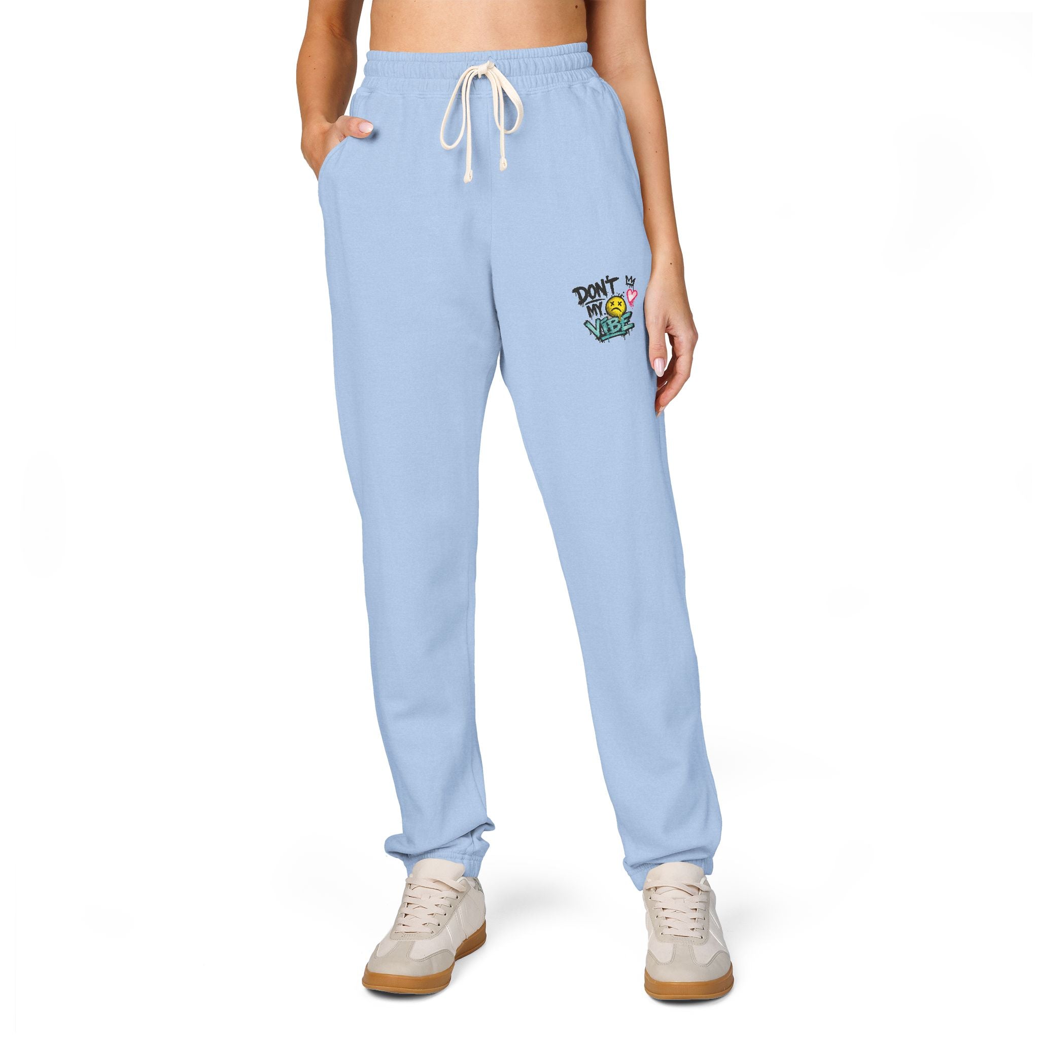 Embroidered 'Good Vibes' Cream Sweatpants — Cozy Casual Joggers