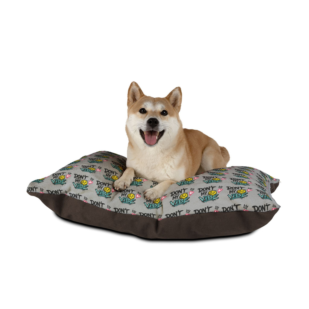 Don't Kill My Vibe Pet Bed — Graphic Cozy Dog & Cat Pillow