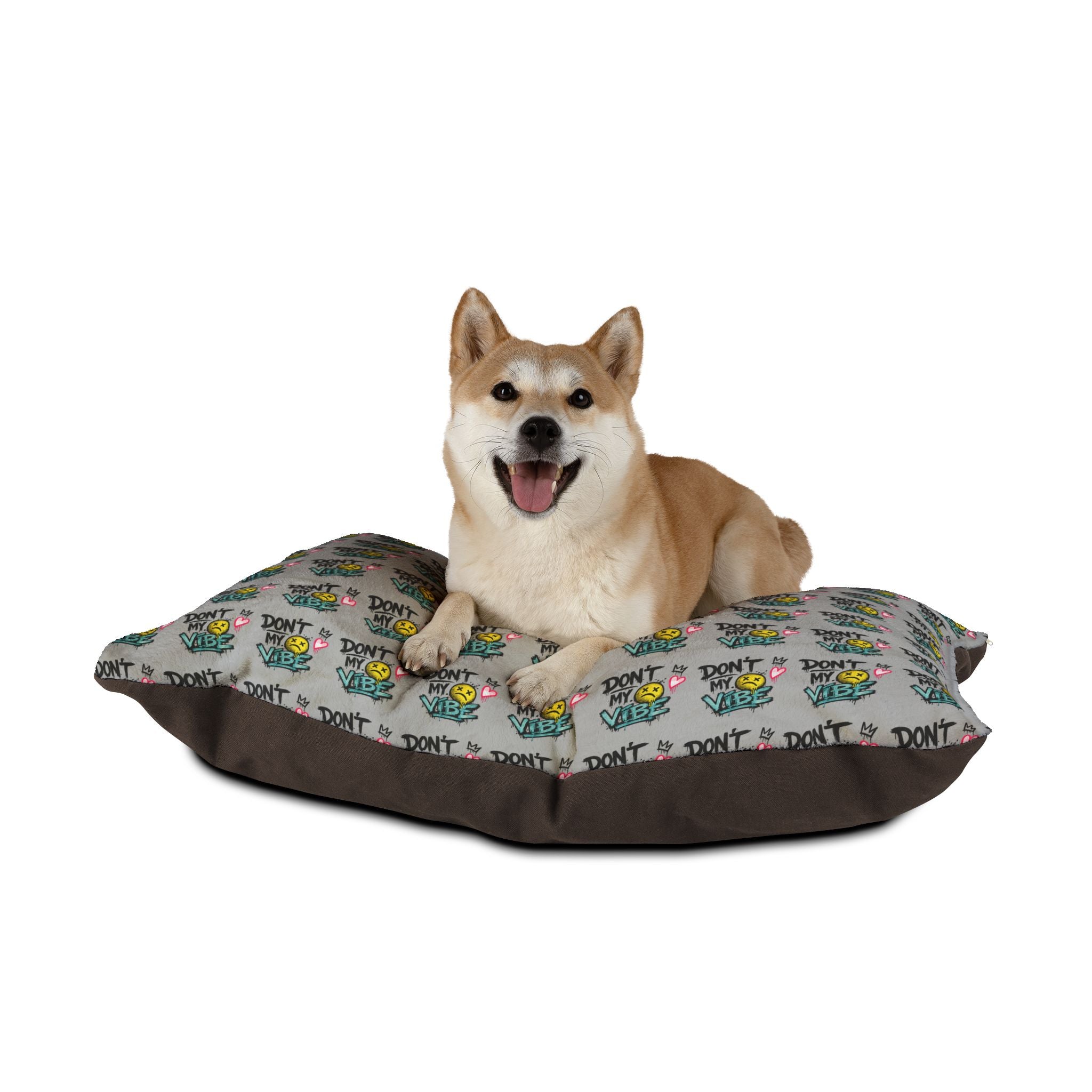 Don't Kill My Vibe Pet Bed — Graphic Cozy Dog & Cat Pillow