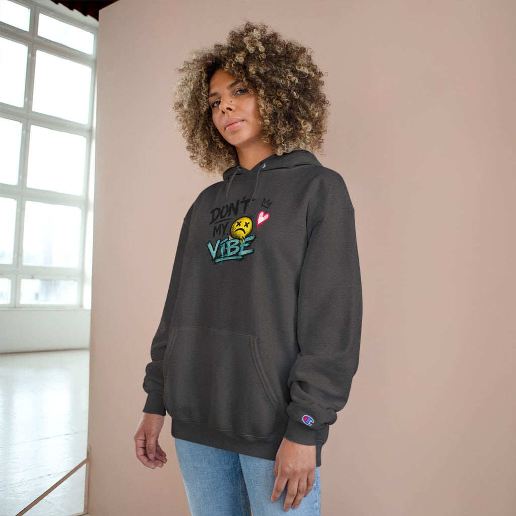 Don't My Vibe Hoodie — Graphic Streetwear Pullover with Emotive Smiley Design