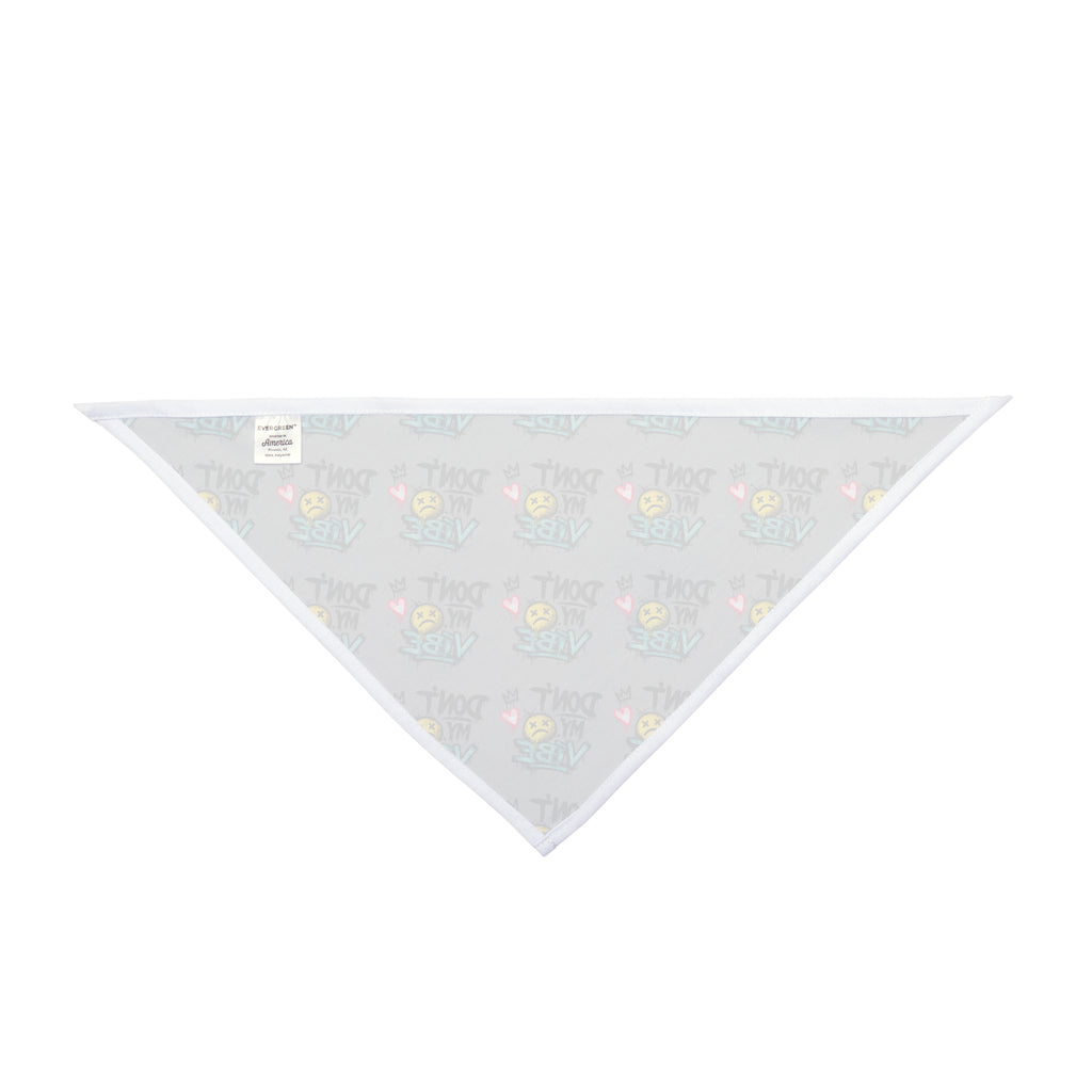 Pet Bandana - "Don't Kill My Vibe" Grey Graphic Dog Scarf