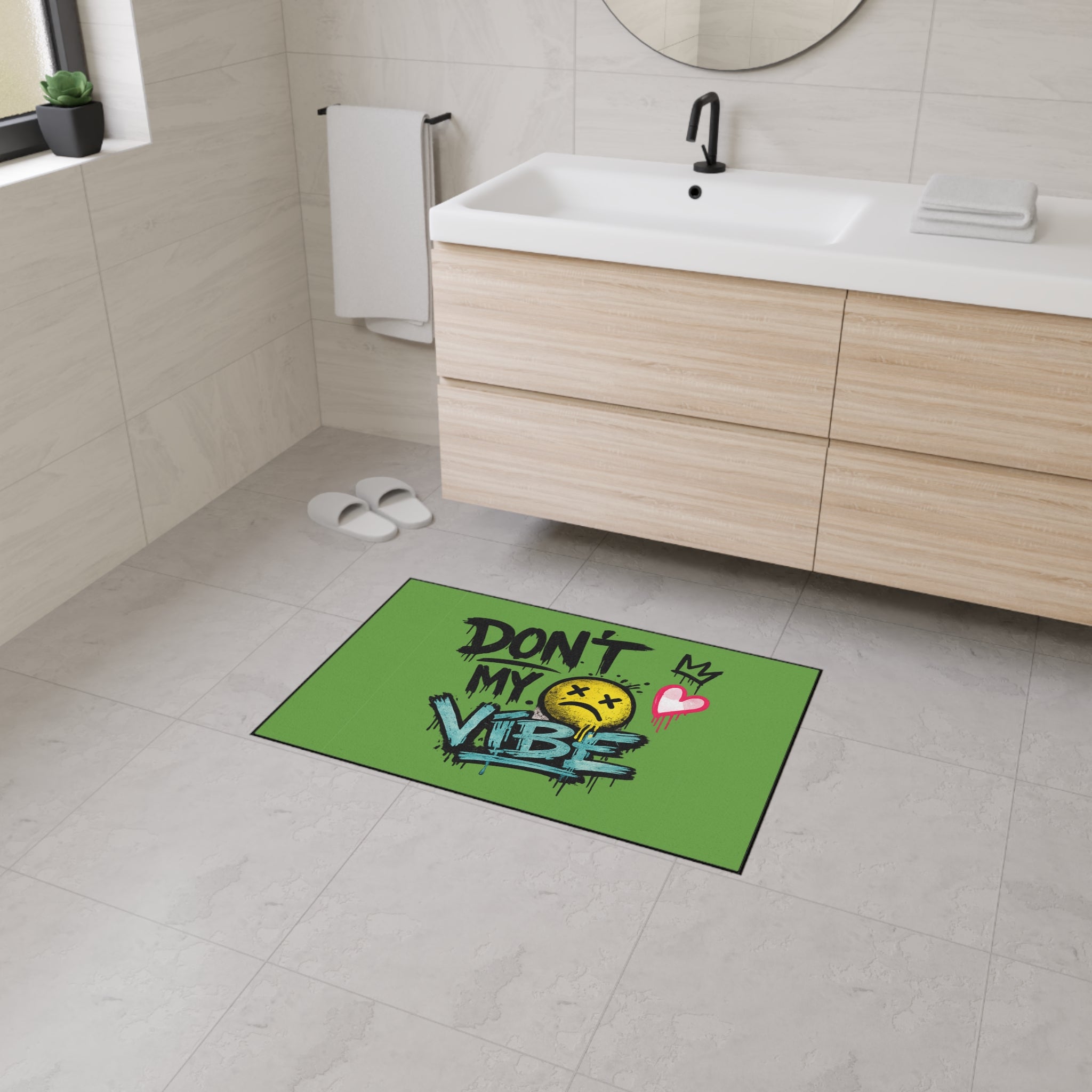 Don't My Vibe Floor Mat — Graffiti Emoticon Welcome Doormat