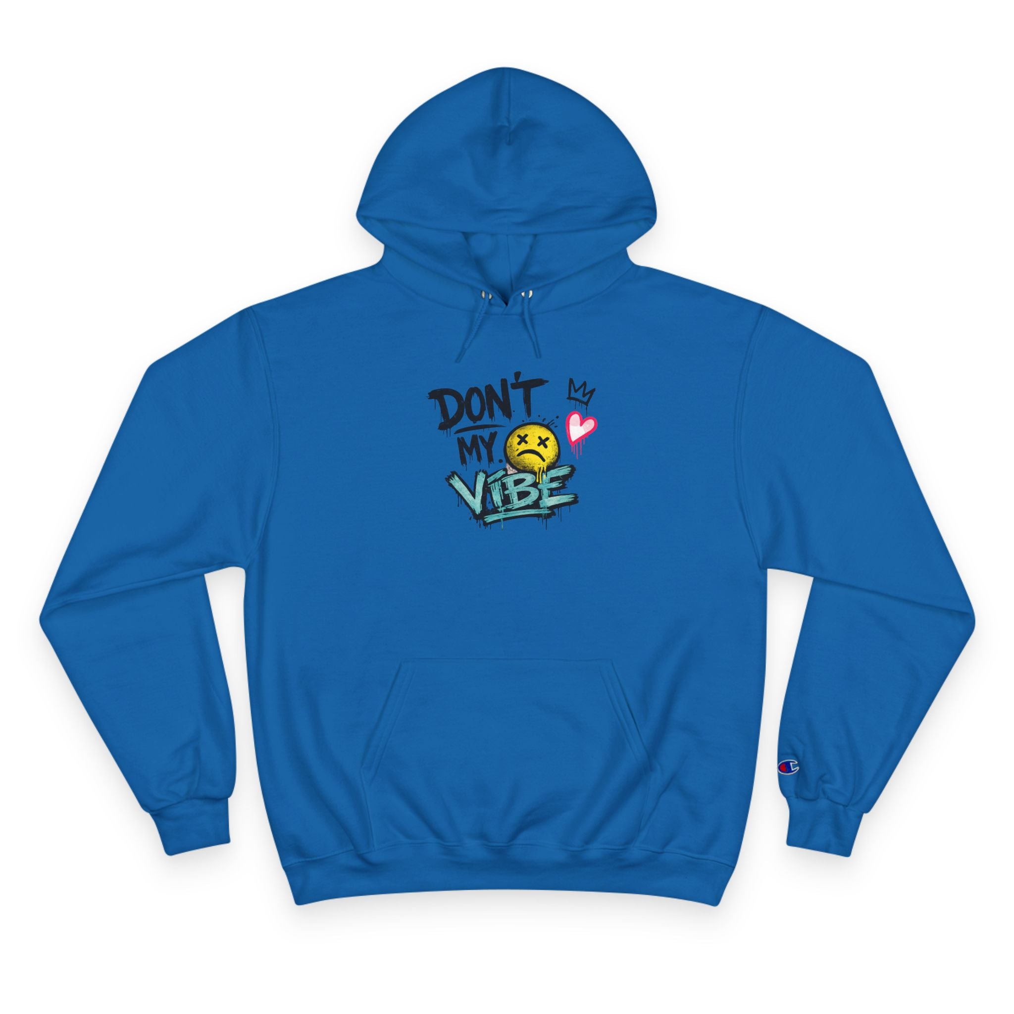 Don't My Vibe Hoodie — Graphic Streetwear Pullover with Emotive Smiley Design