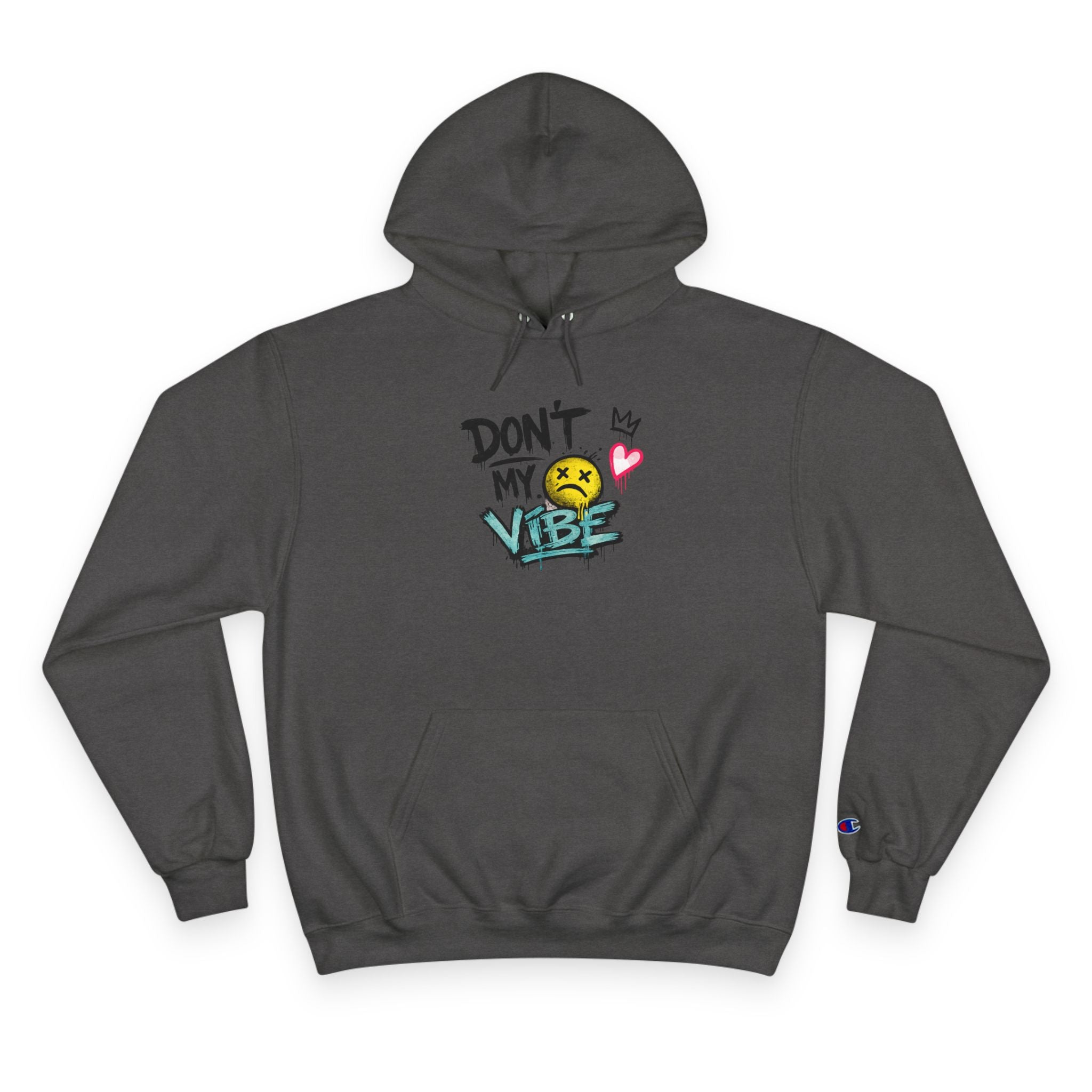 Don't My Vibe Hoodie — Graphic Streetwear Pullover with Emotive Smiley Design