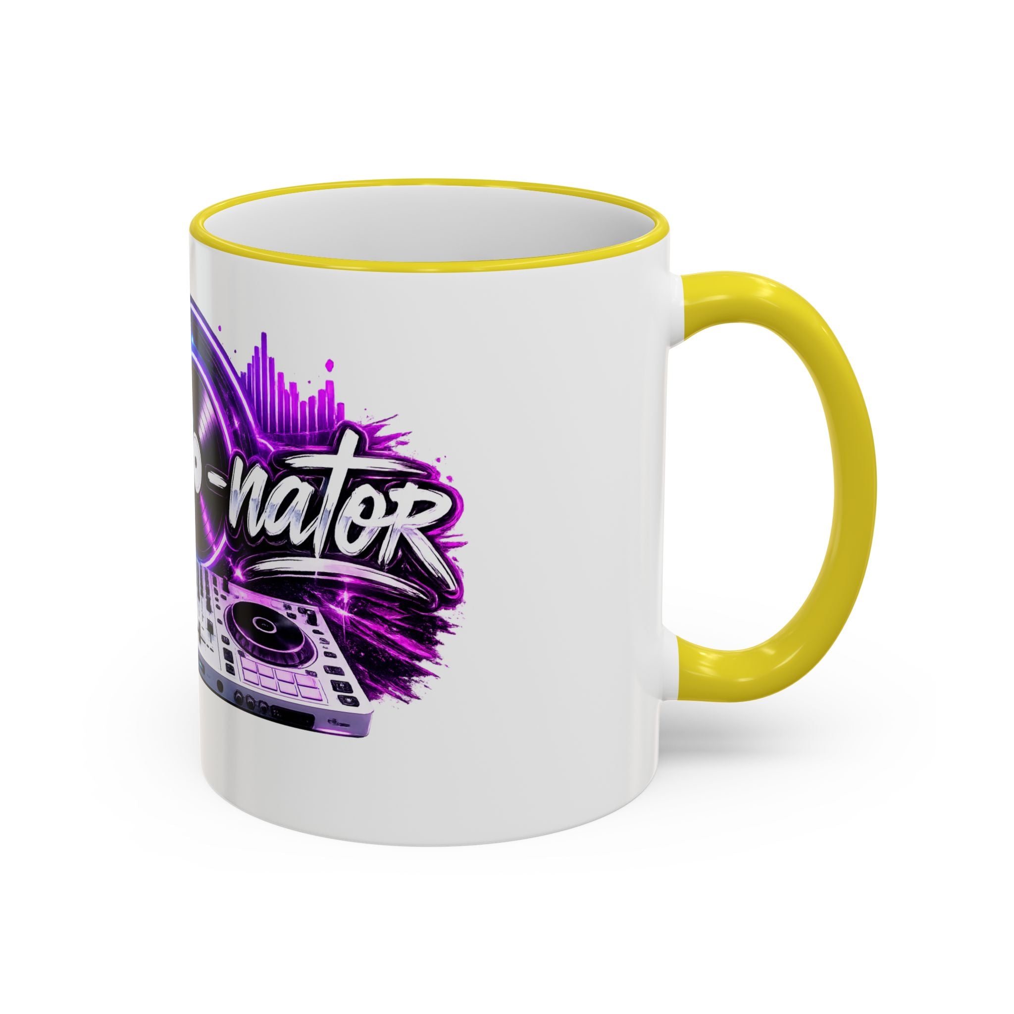 Vibe‑nator DJ Vinyl Graphic Accent Rim Mug (11oz/15oz)