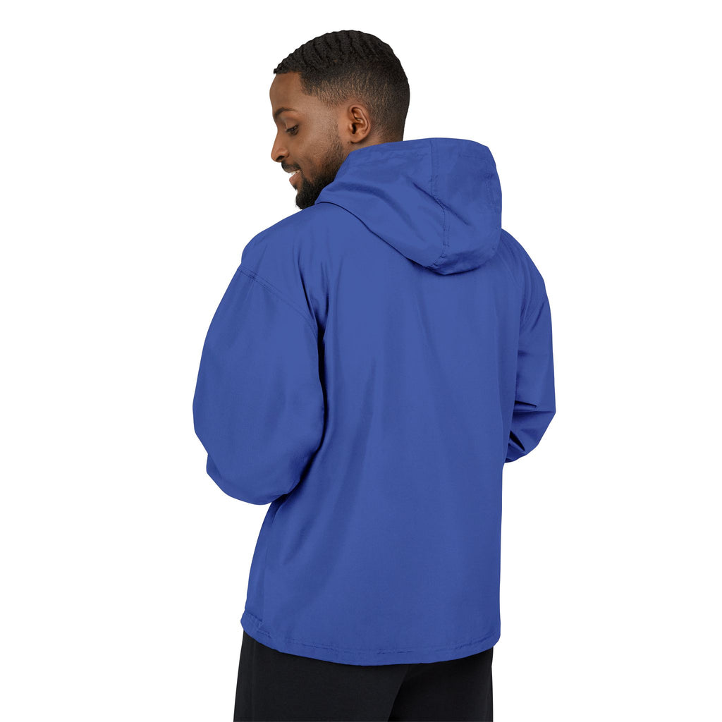 Packable Orange Anorak Jacket with Floral Skull Patch — Lightweight Windbreaker for Travel & Streetwear