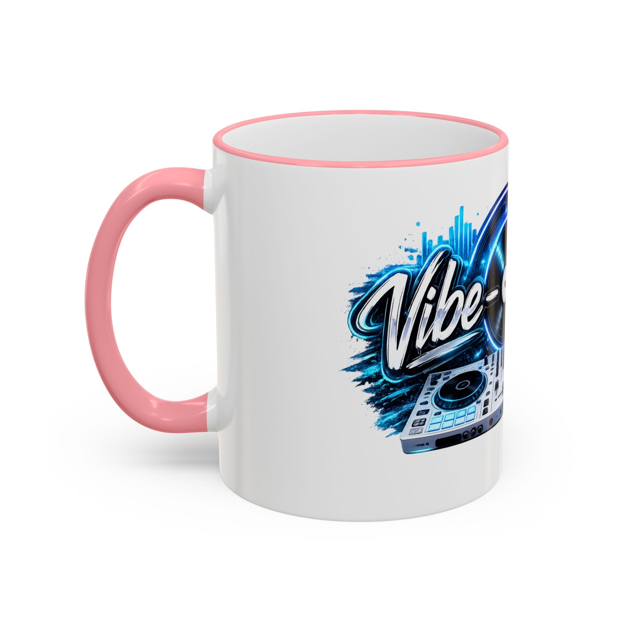 Vibe‑nator DJ Vinyl Graphic Accent Rim Mug (11oz/15oz)