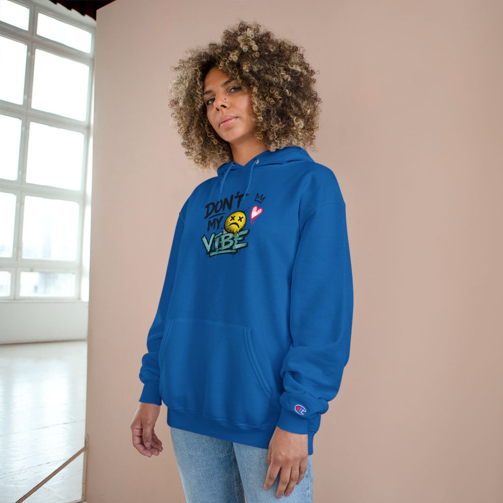 Don't My Vibe Hoodie — Graphic Streetwear Pullover with Emotive Smiley Design